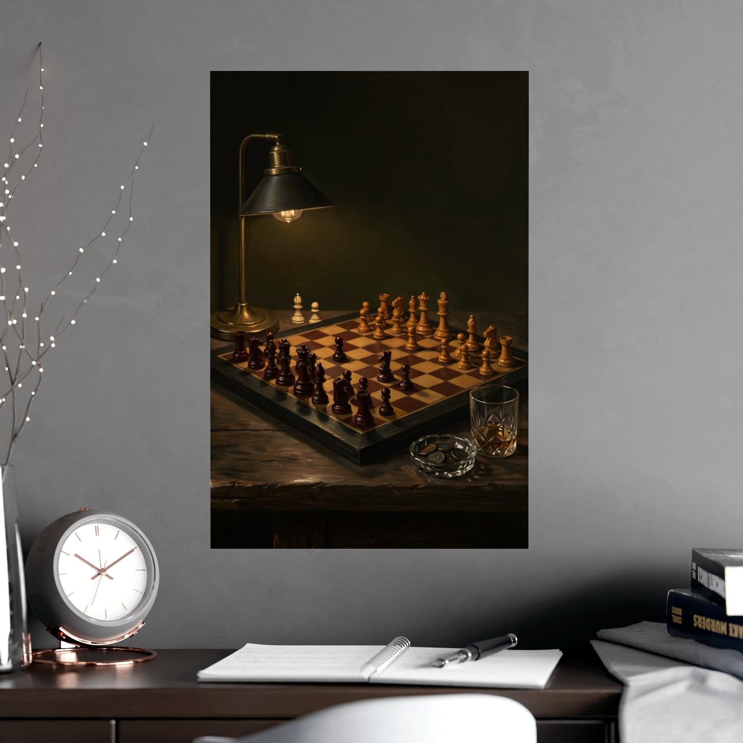 The Game, Unfinished on a plain wall, shown at a larger size, 18x24 in print