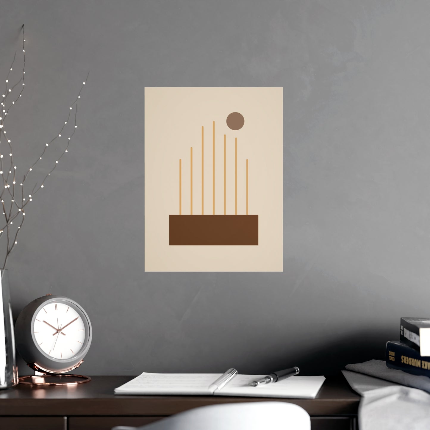 Muted 70s Lines Wall Art | Bedroom Print