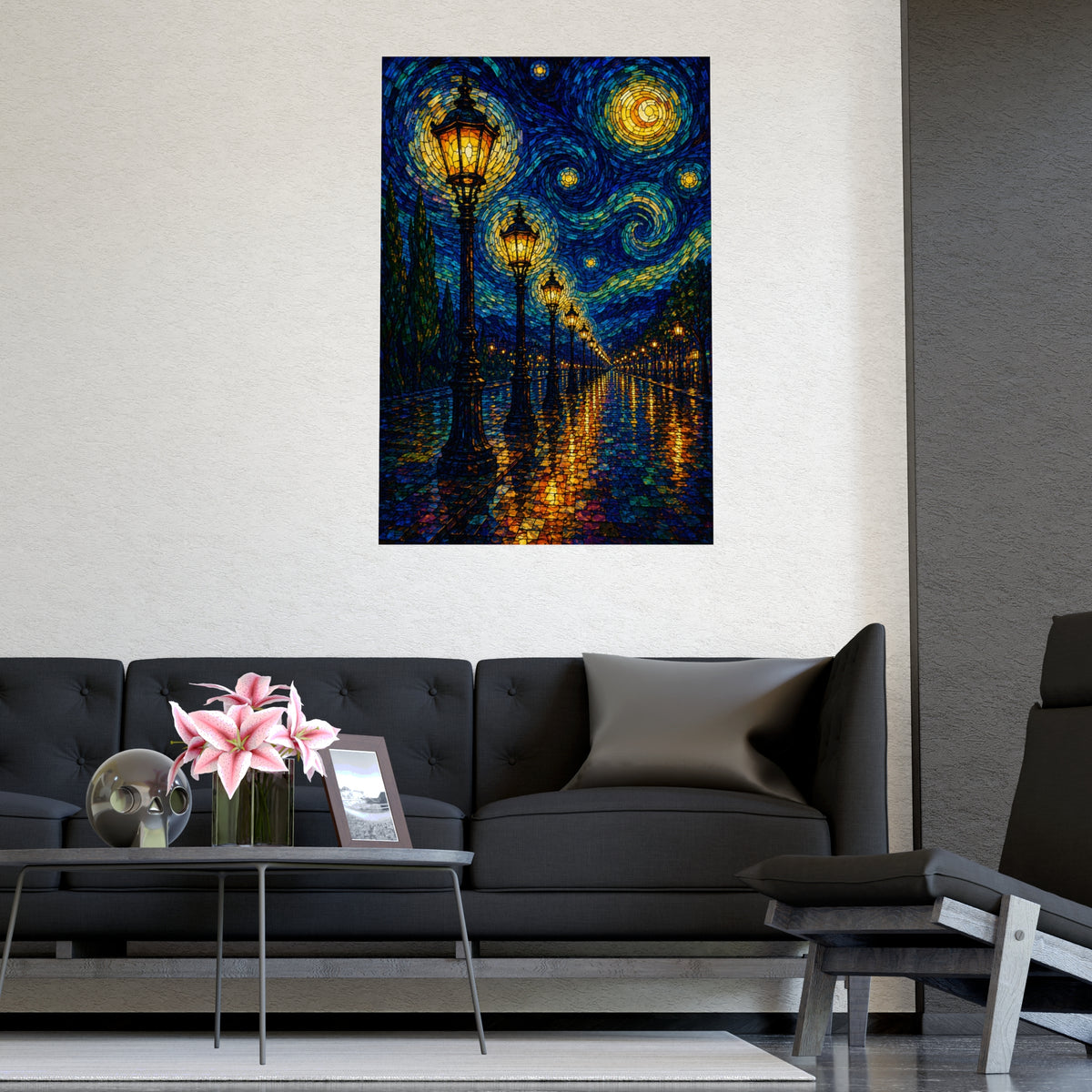 Avenue of Lamps — avenue of lamps, shown framed on a wall