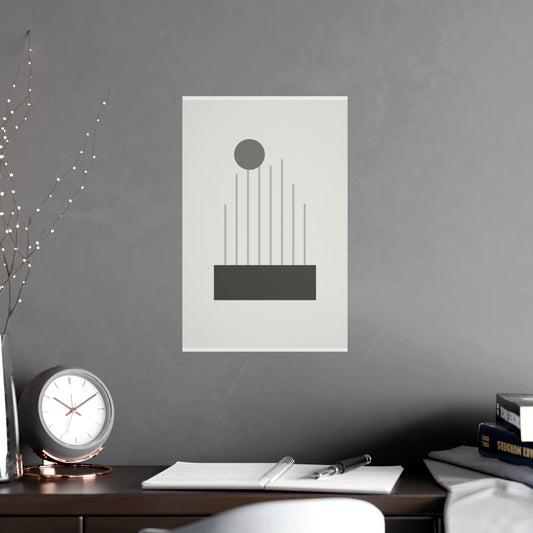 Charcoal Cream Lines Wall Art — lines in a charcoal cream palette, shown framed on a wall