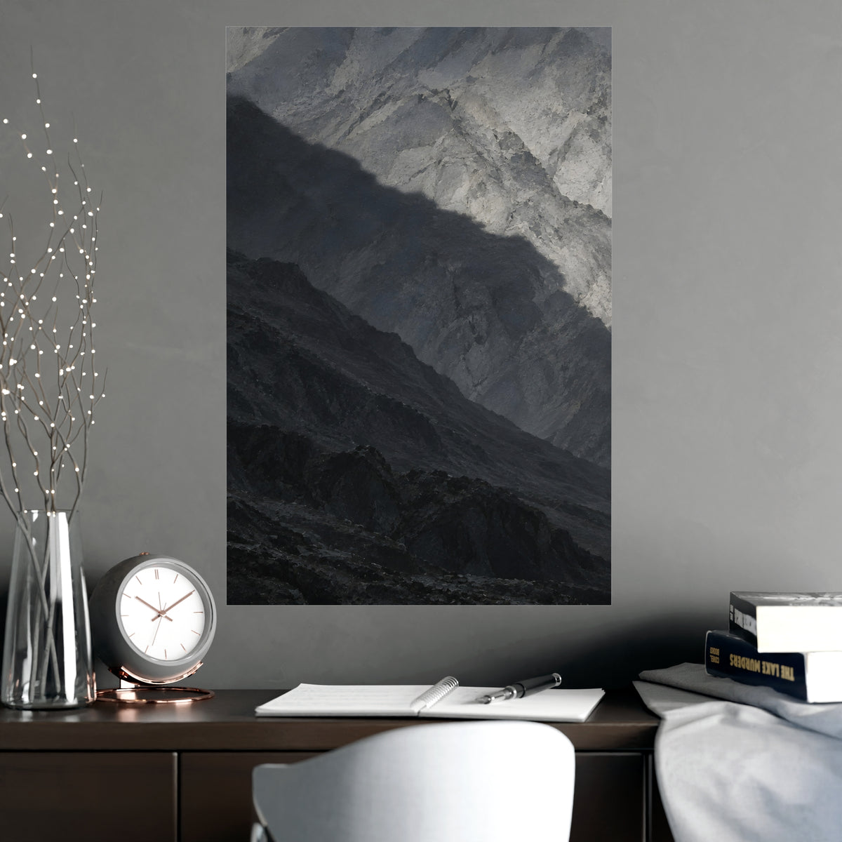 The Shadow of a Mountain — the shadow of a mountain, shown framed on a wall