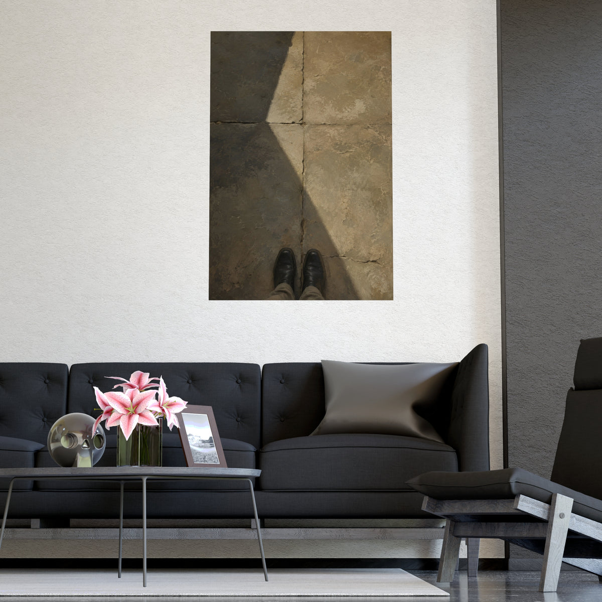 Stone Floor, from Above — stone floor, from above, shown framed on a wall
