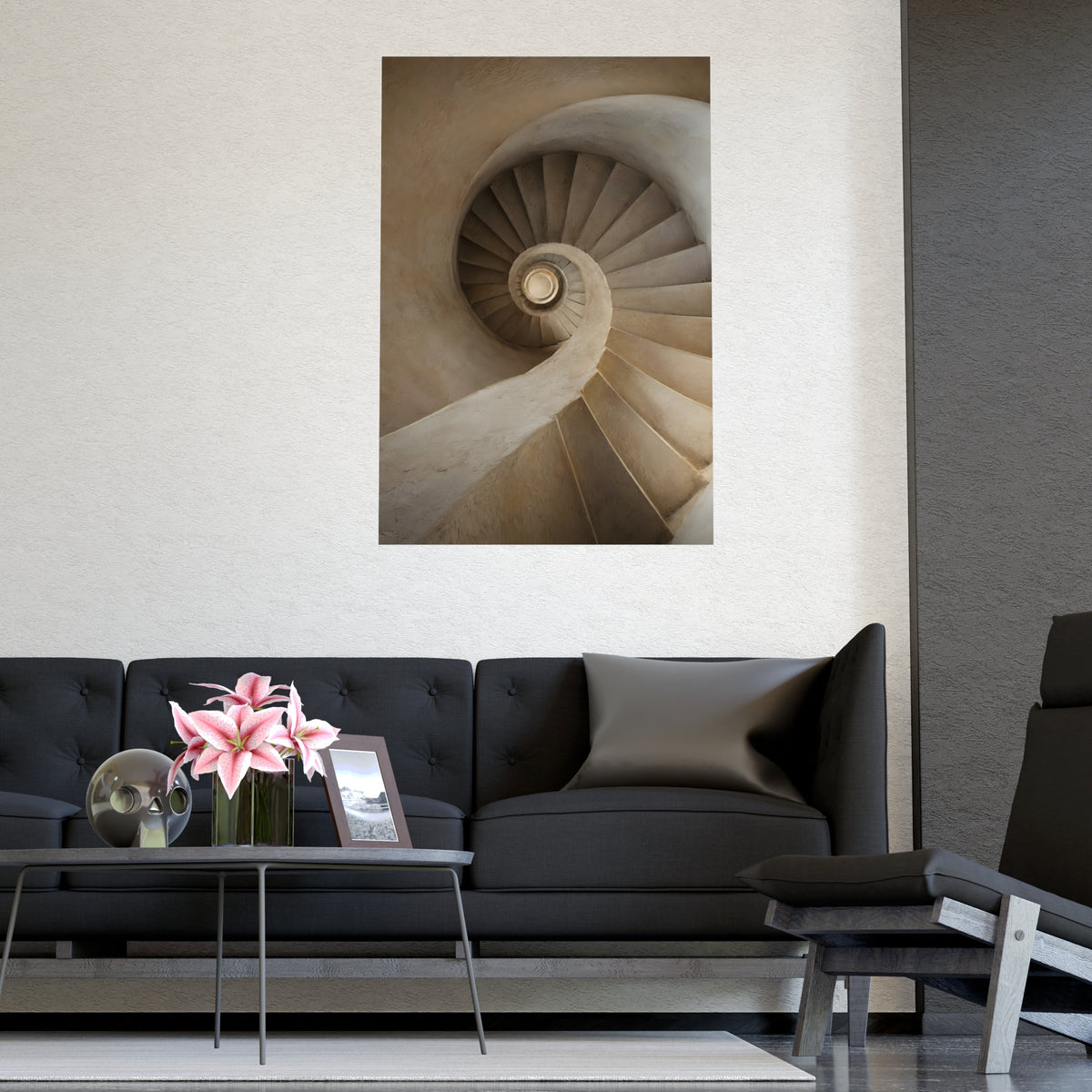 Spiral, from Below — spiral, from below, shown framed on a wall
