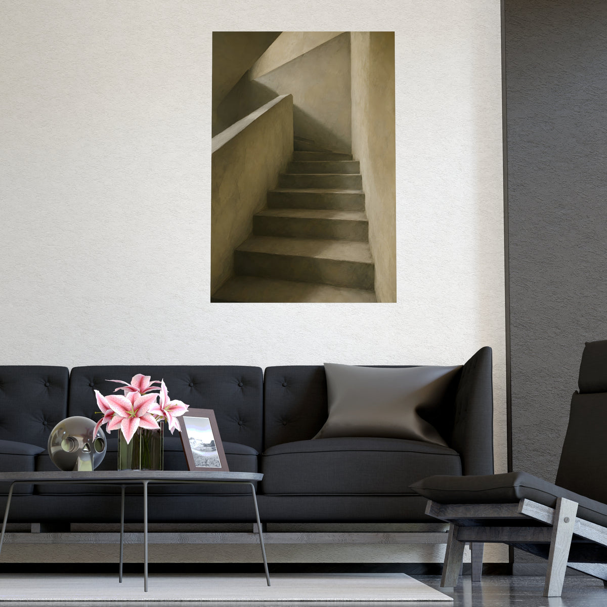 Concrete Stairwell — concrete stairwell, shown framed on a wall