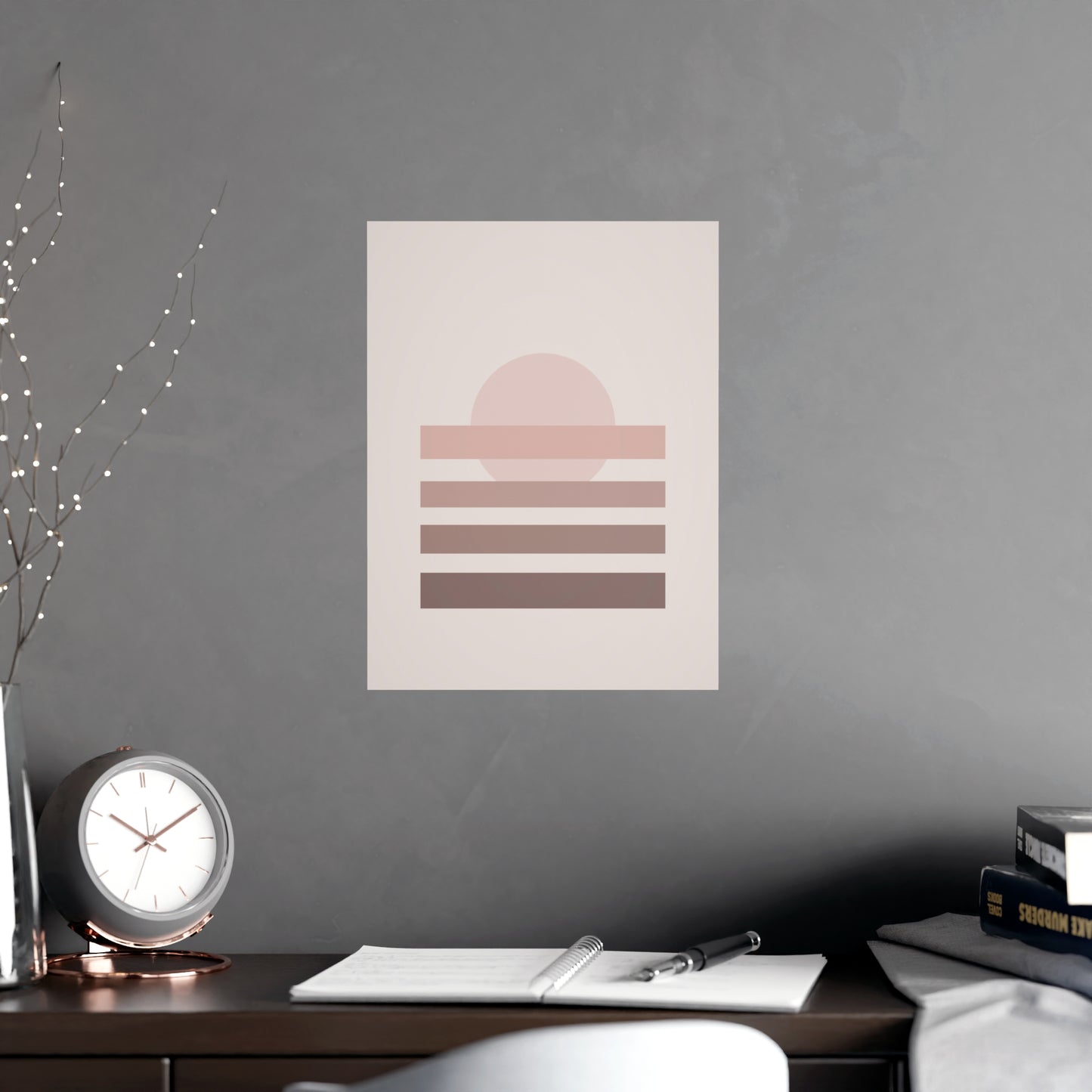 Dusty Rose Sunset Landscape Wall Art | Living Room Print
