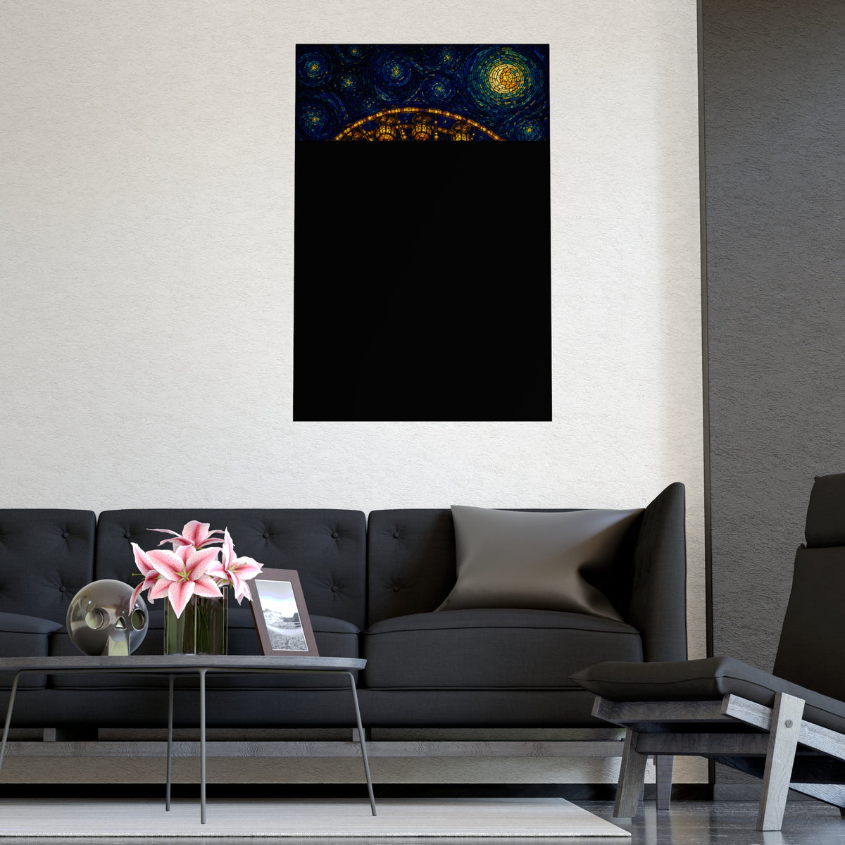 The Wheel at Night — the wheel at night, shown framed on a wall