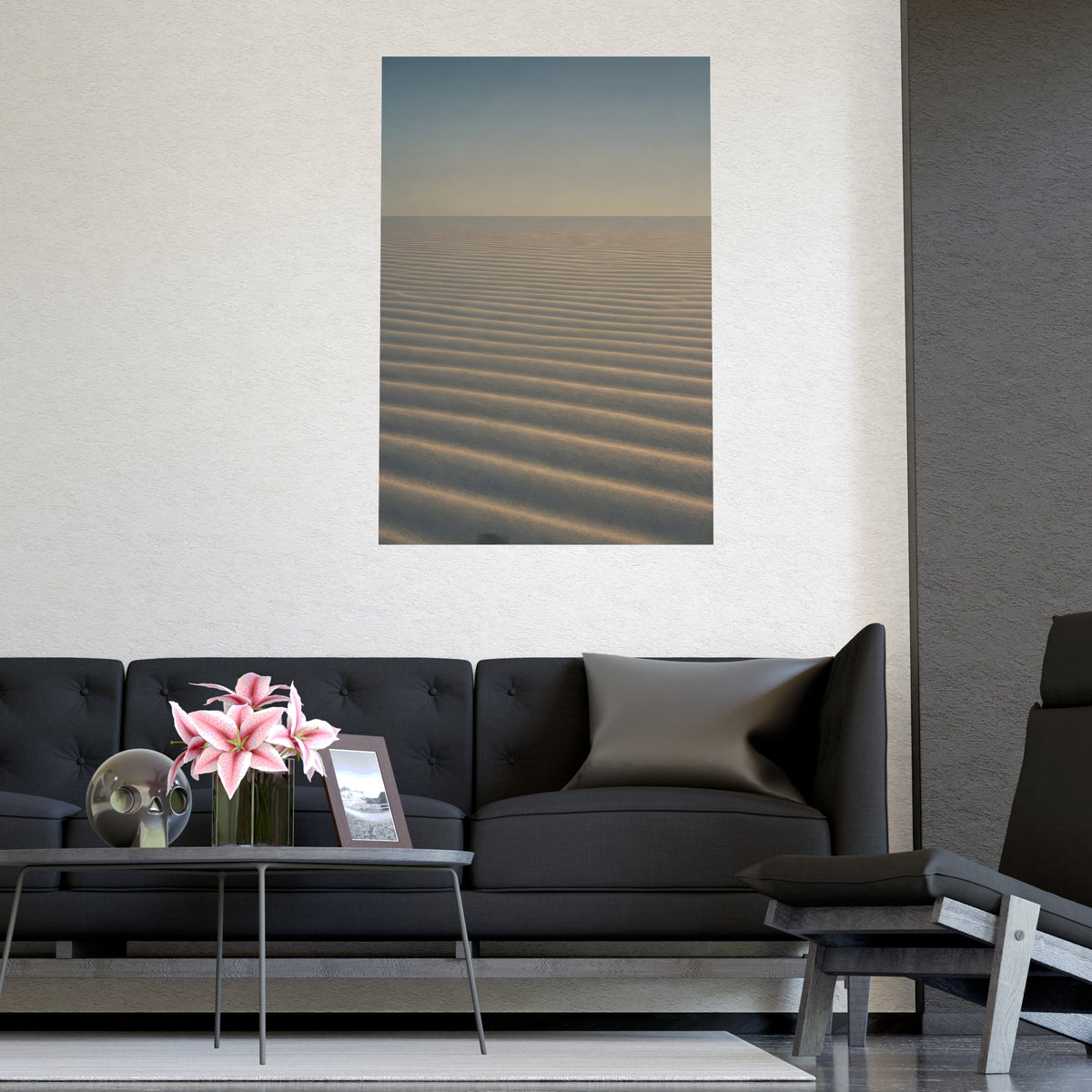 Sand, Ribbed — sand, ribbed, shown framed on a wall