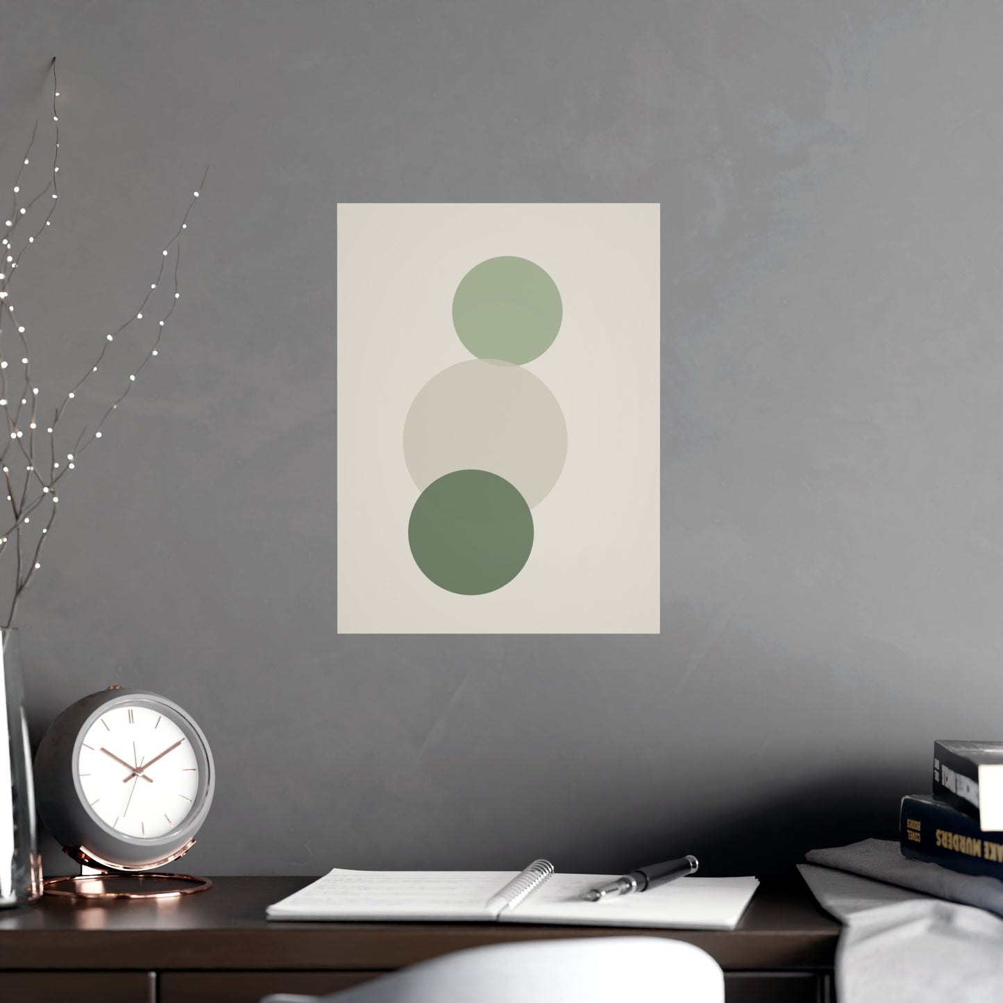Sage Neutral Circles Boho Wall Art | Living Room Print