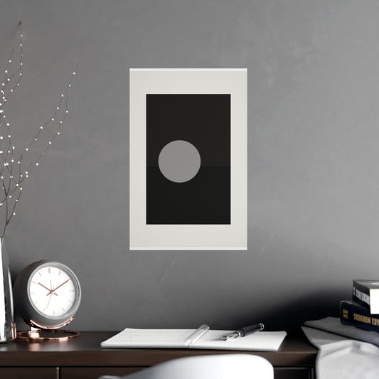 Charcoal Cream Sun Landscape Wall Art — sun landscape in a charcoal cream palette, shown framed on a wall