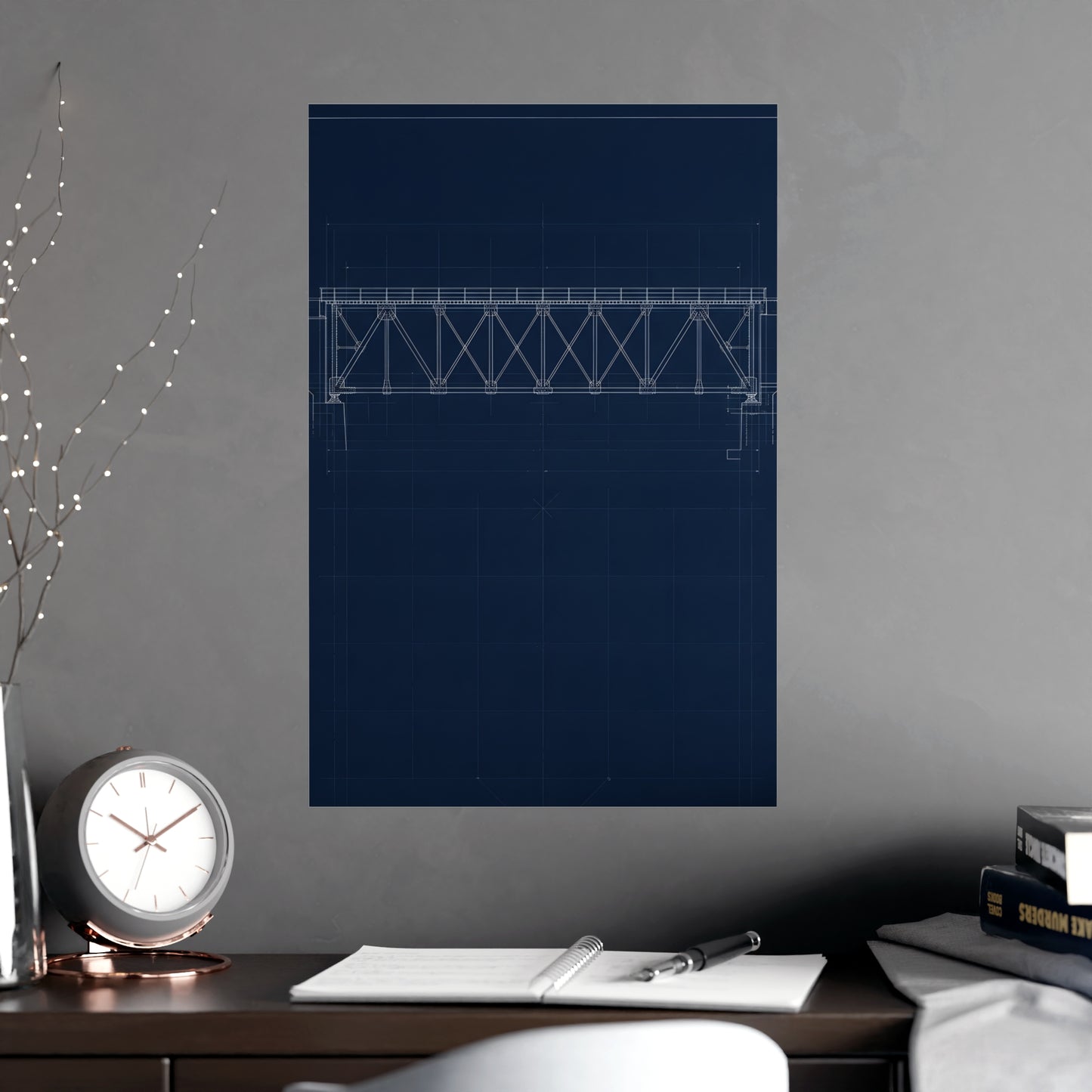 Bridge Truss on a plain wall, shown at a larger size, 18x24 in print