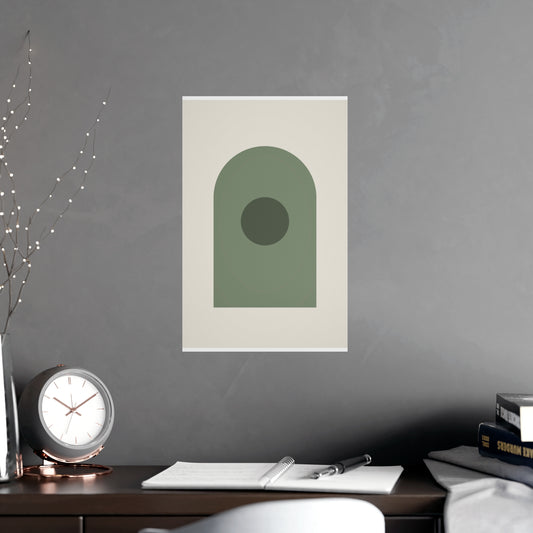 Sage Neutral Arch Boho Wall Art — arch in a sage neutral palette, shown framed on a wall