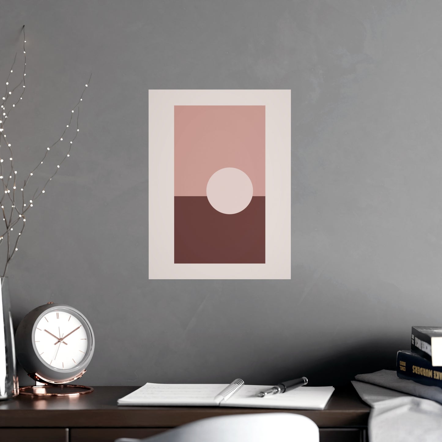 Dusty Rose Sun Landscape Wall Art | Living Room Print