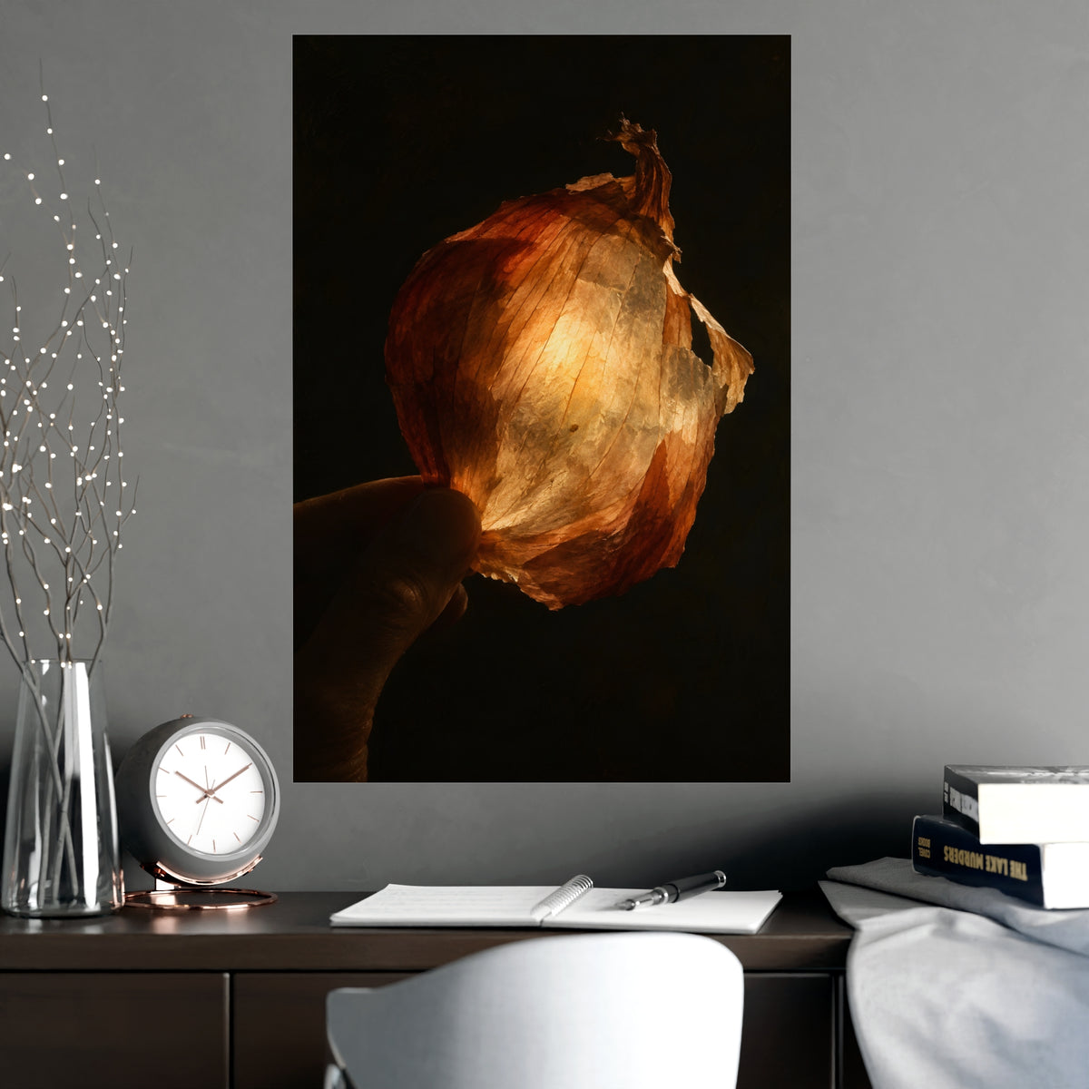 Through the Onion Skin — through the onion skin, shown framed on a wall