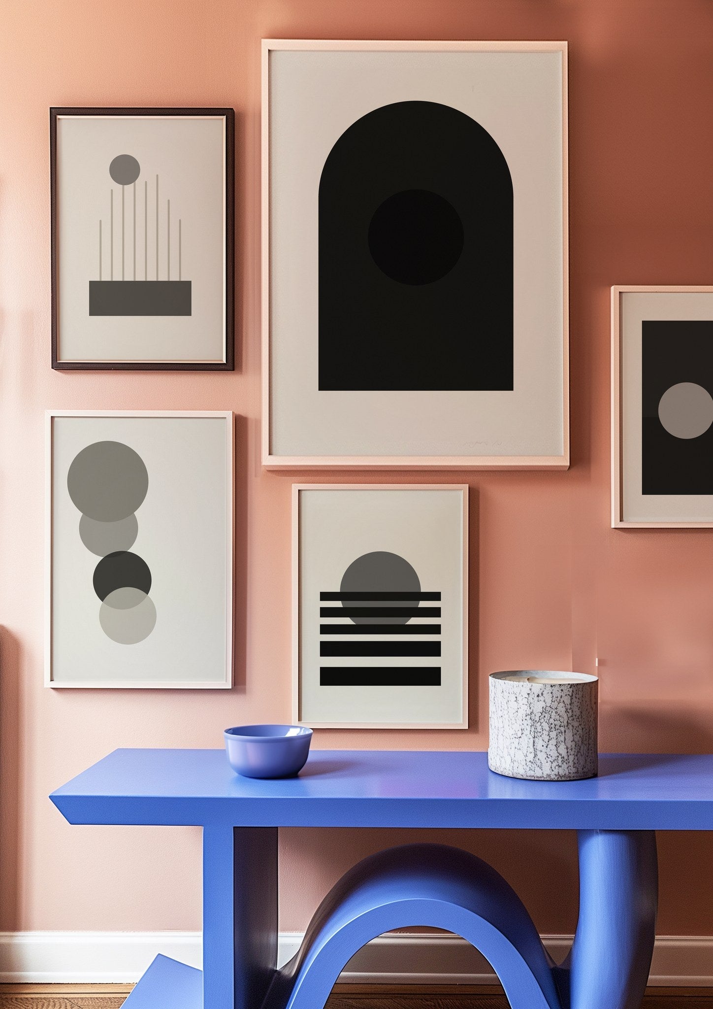 Charcoal Cream Gallery Wall Set of 5 | Matching Prints