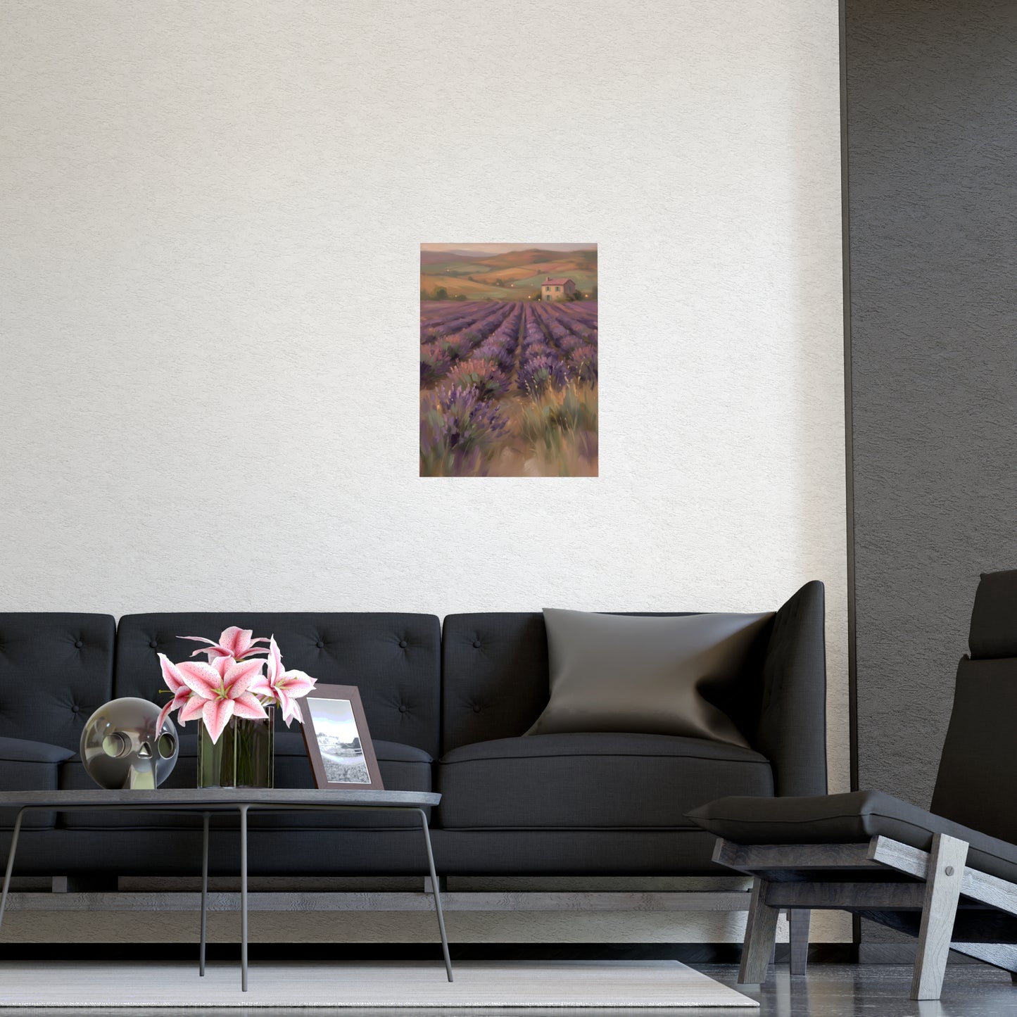 Lavendelfelder in der Dämmerung | Romantisches Wandbild | Kunstdruck