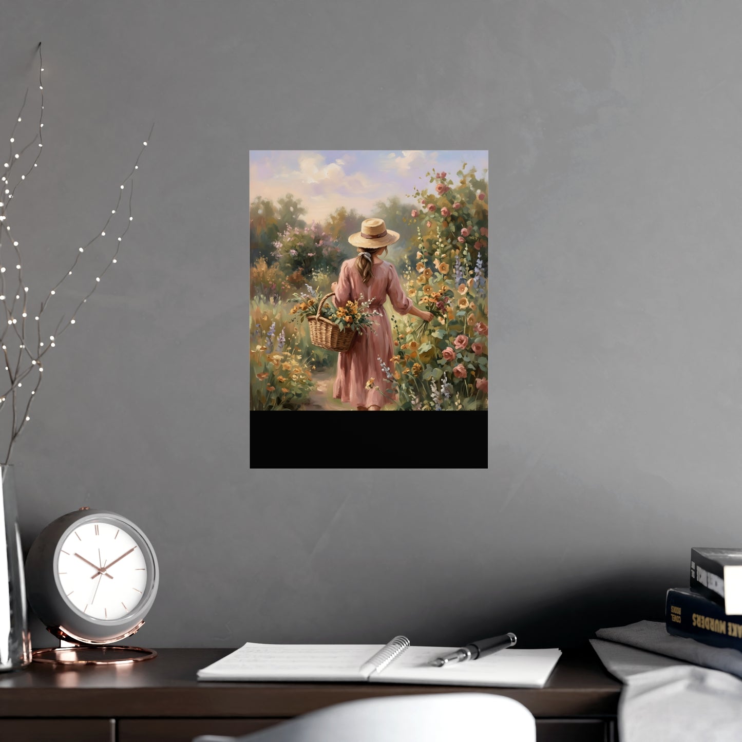 Gathering Flowers | Romantic Oil Painting Print | Wall Art