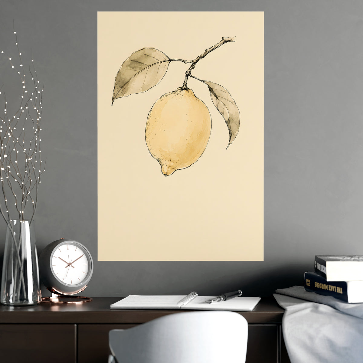 Lemon Branch — lemon branch, shown framed on a wall