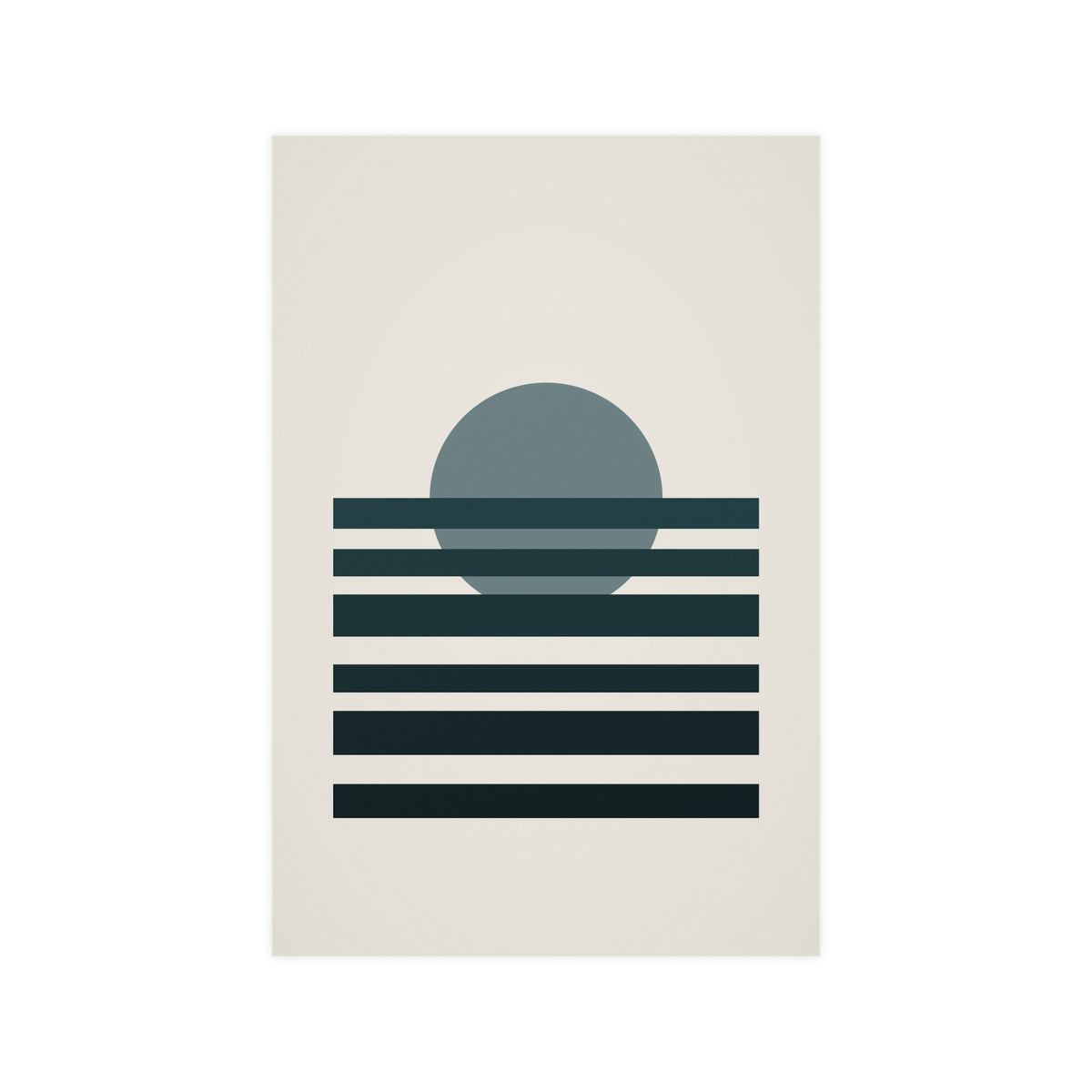 Deep Teal Sunset Landscape Wall Art — sunset landscape in a deep teal palette, 12x18 in print