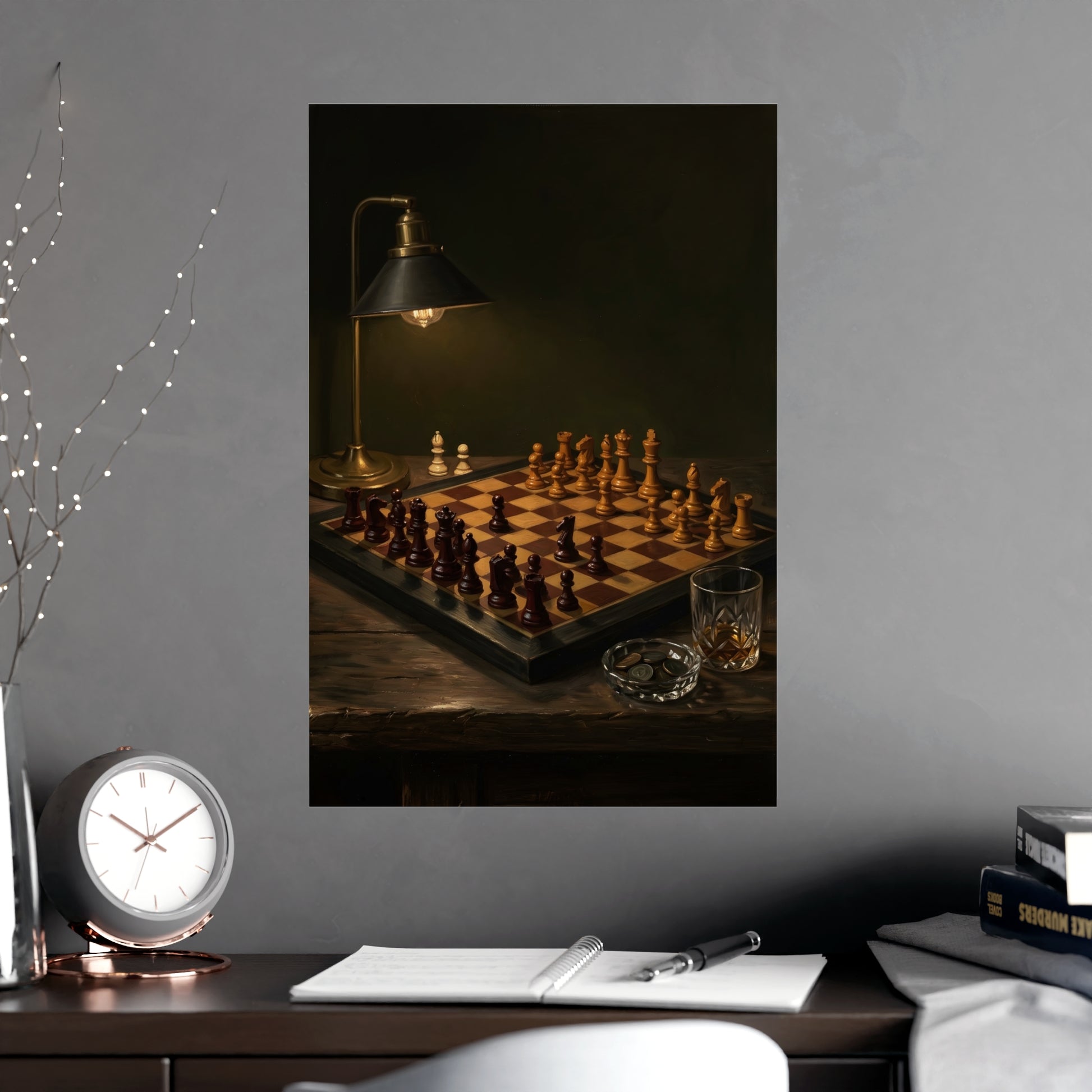 The Game, Unfinished on a plain wall, shown at a larger size, 18x24 in print