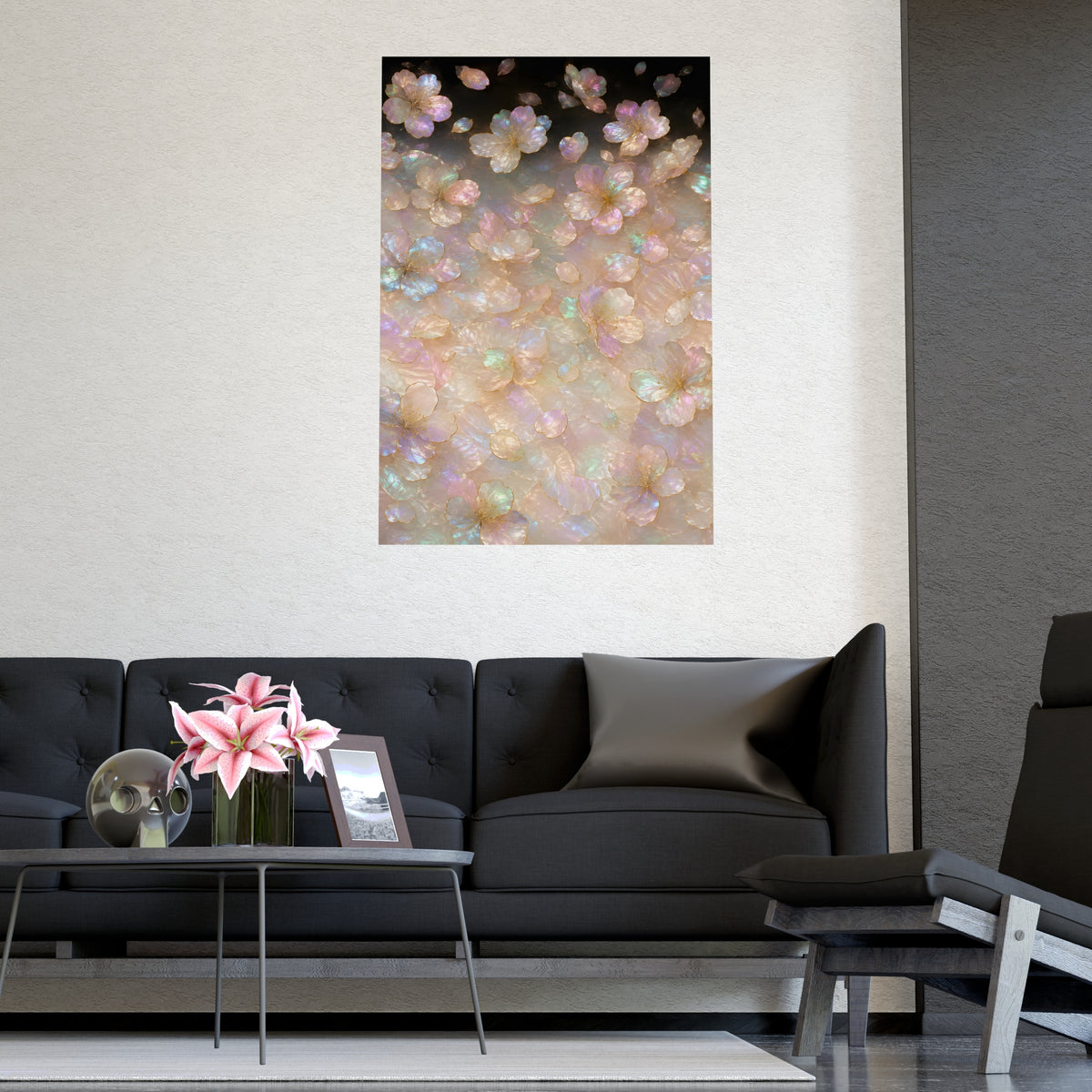 Petals, Scattered — petals, scattered, shown framed on a wall