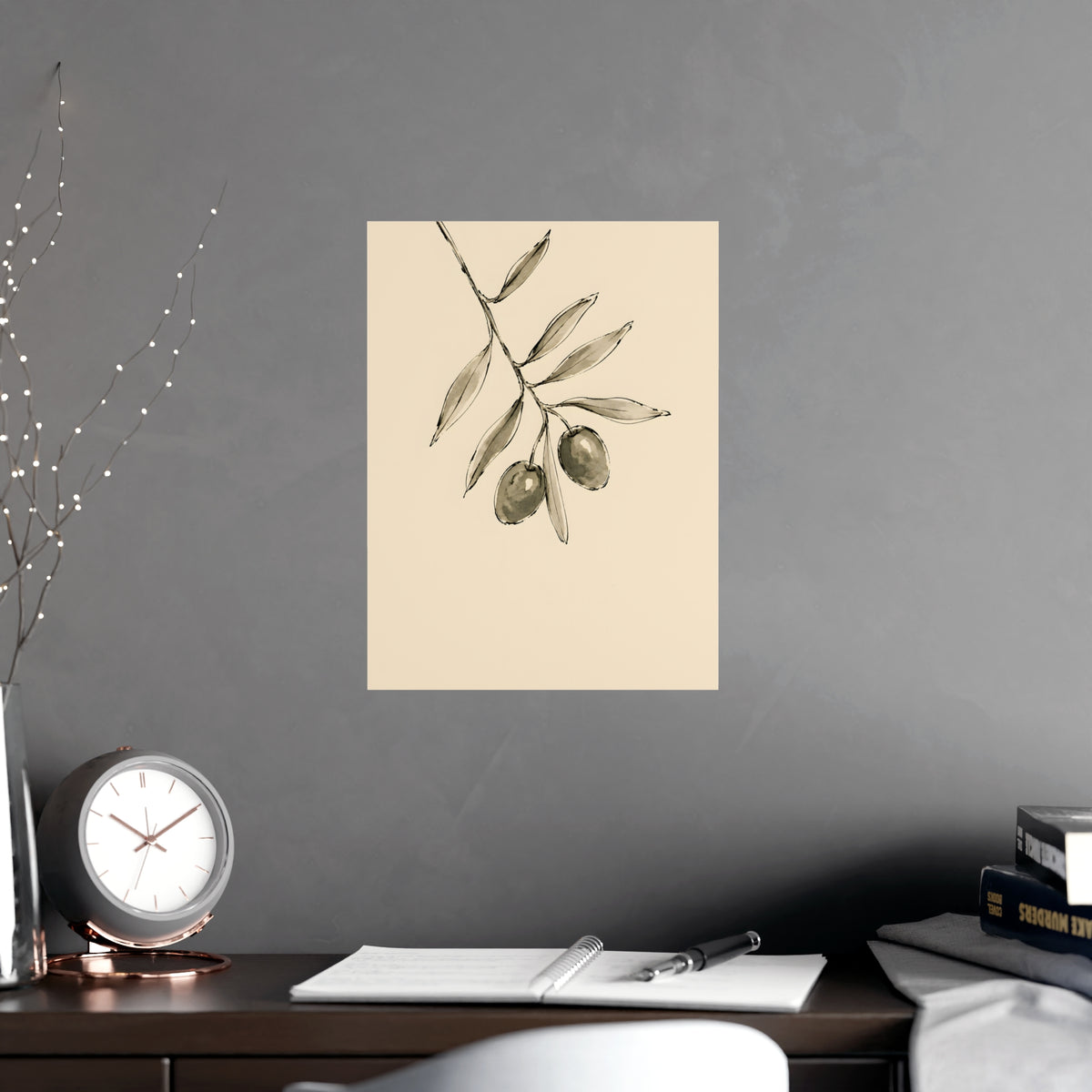 Olive Branch — olive branch, shown framed on a wall
