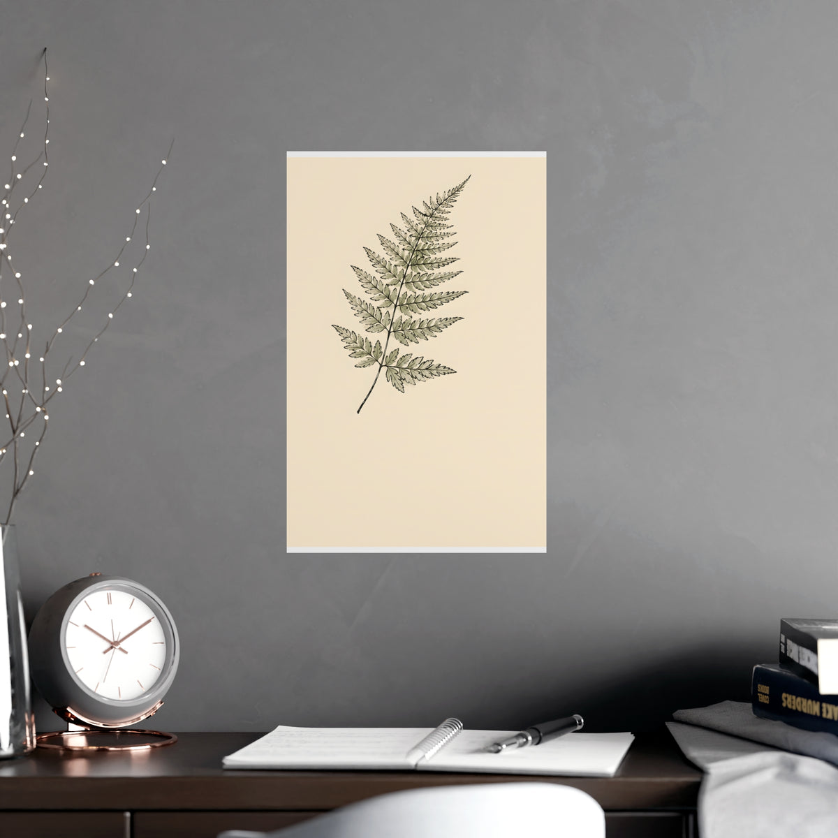 Fern Frond — fern frond, shown framed on a wall