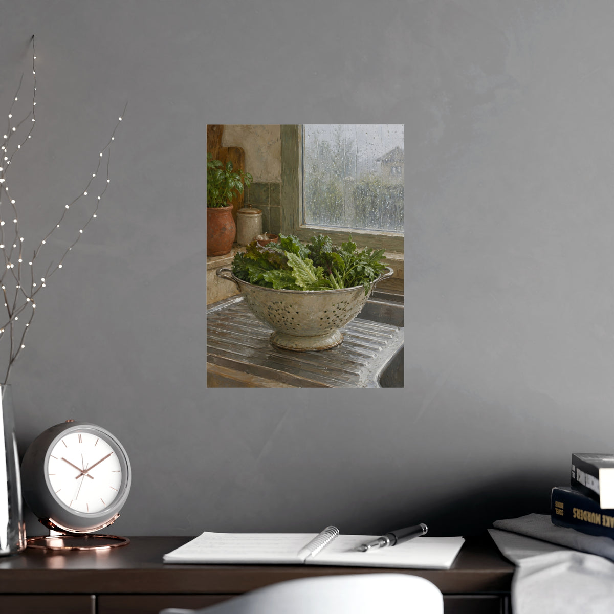 A Rainy Morning — a rainy morning, shown framed on a wall