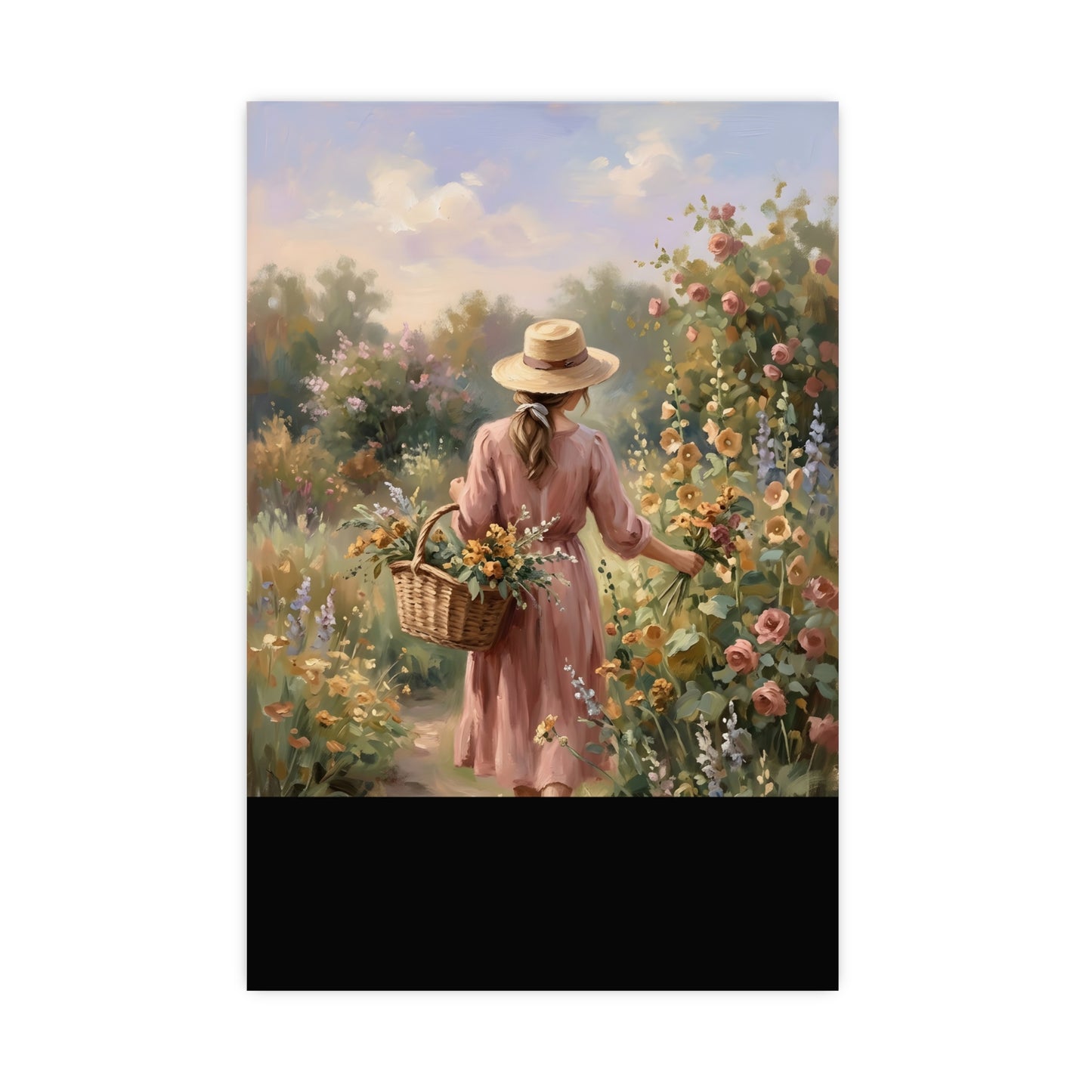 Gathering Flowers | Romantic Oil Painting Print | Wall Art