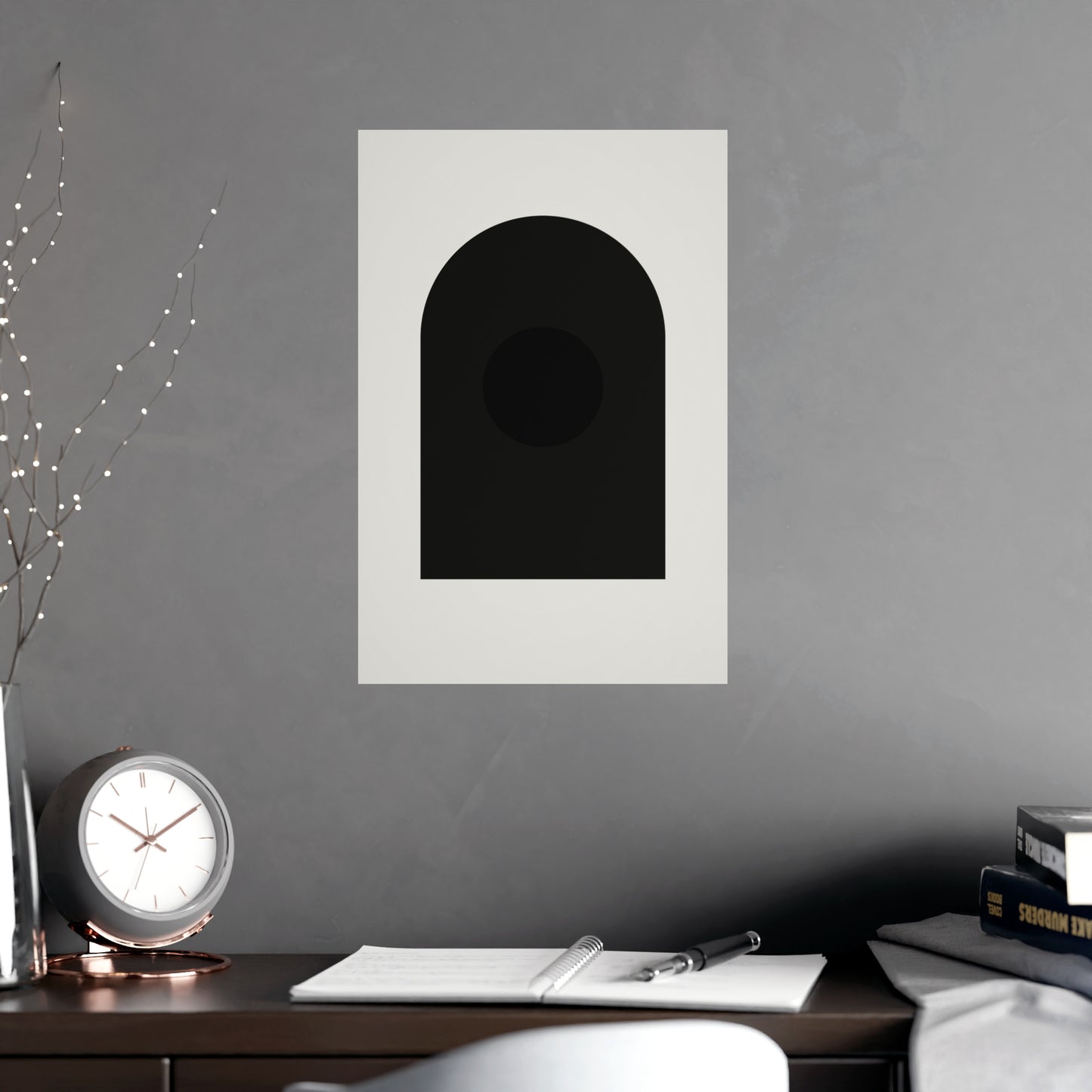 Charcoal Cream Arch Modern Wall Art | Living Room Print
