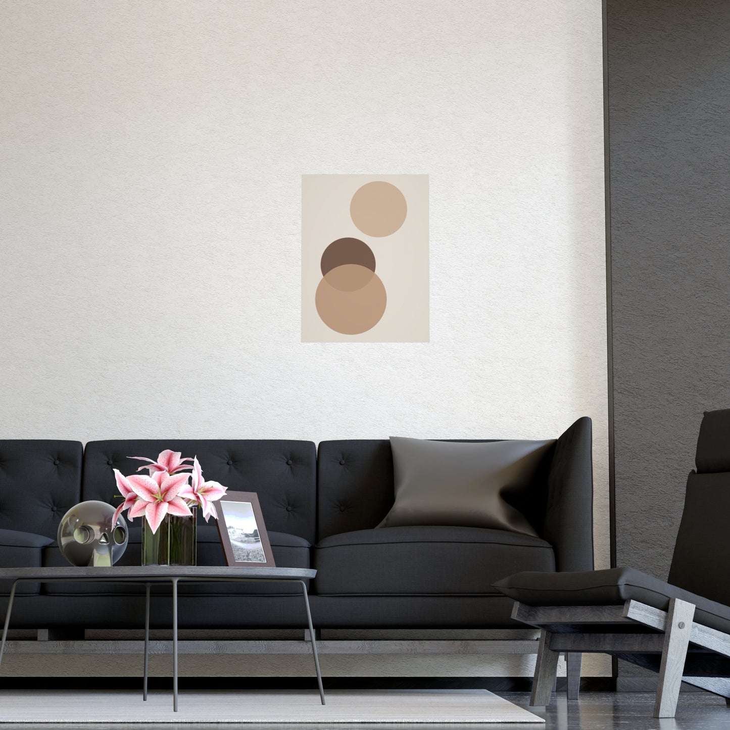 Sand Clay Circles Modern Wall Art | Living Room Print