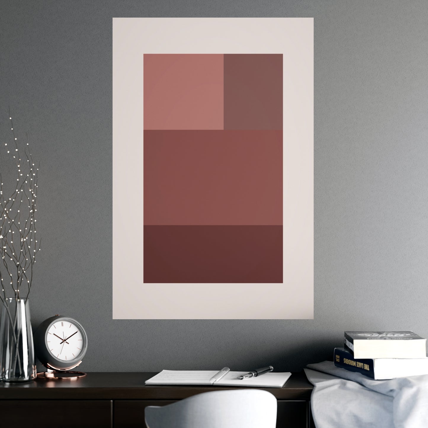 Dusty Rose Blocks Modern Wall Art | Living Room Print