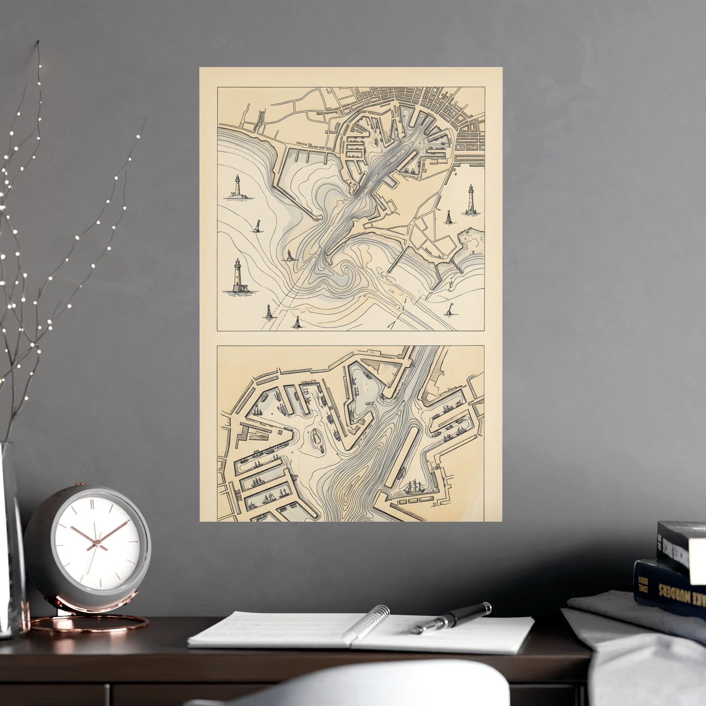 Harbour Soundings on a plain wall, shown at a larger size, 18x24 in print