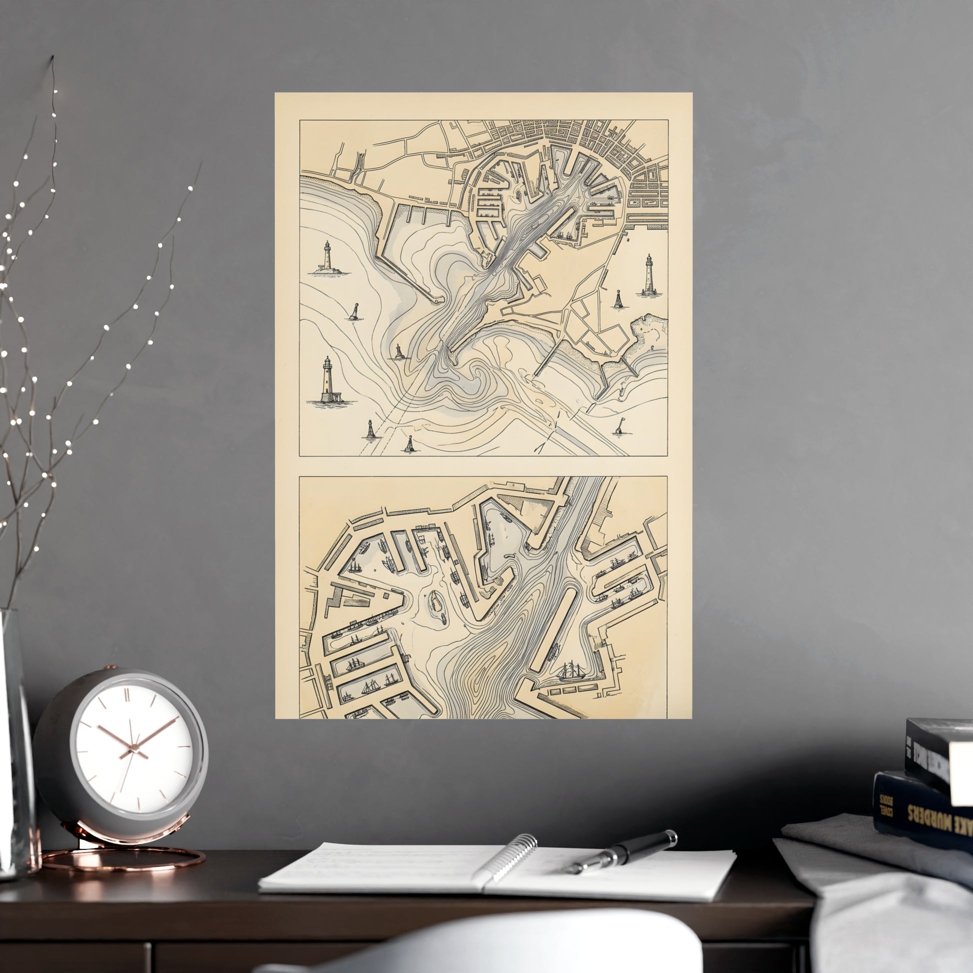 Harbour Soundings on a plain wall, shown at a larger size, 18x24 in print