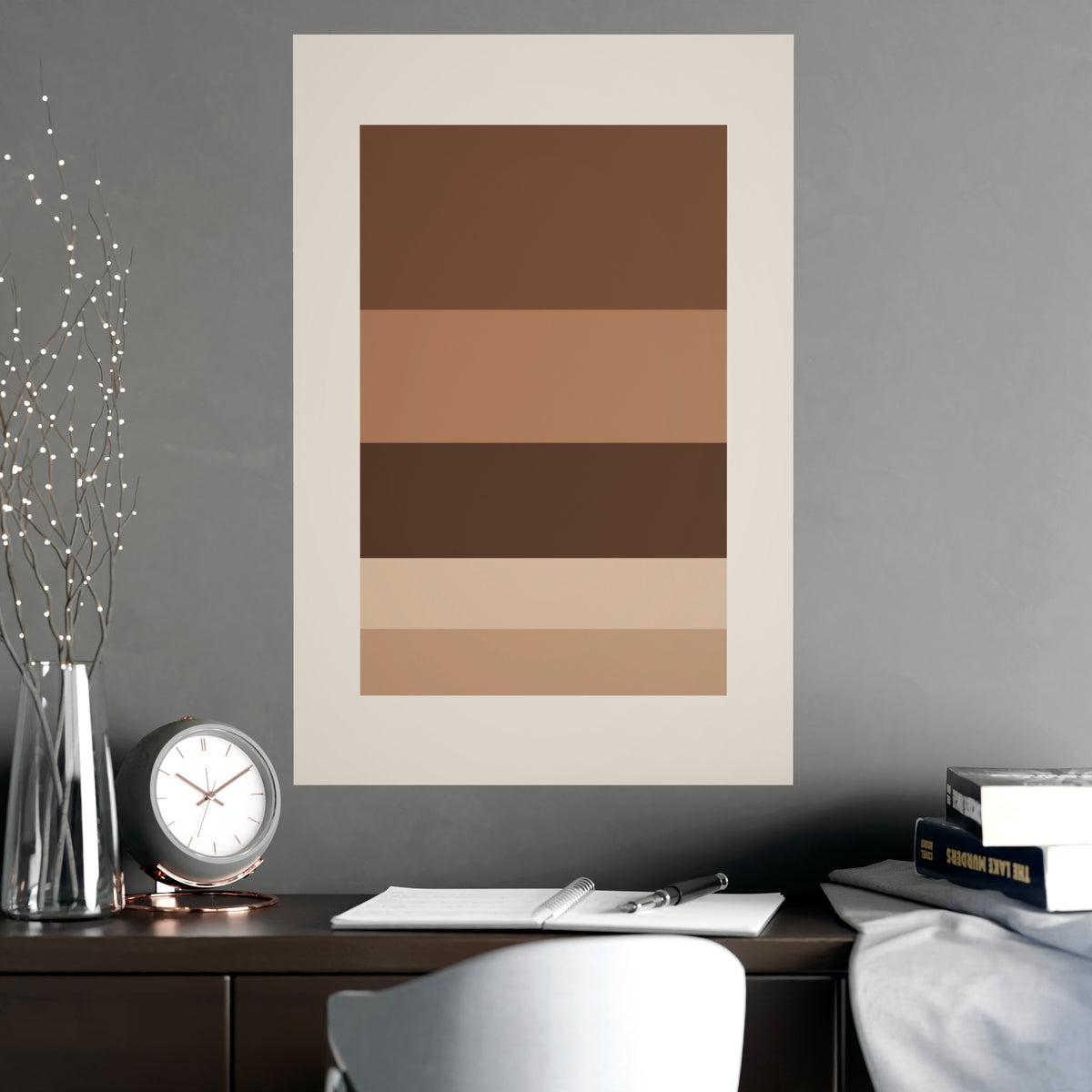Sand Clay Blocks Modern Wall Art — blocks in a sand clay palette, shown framed on a wall