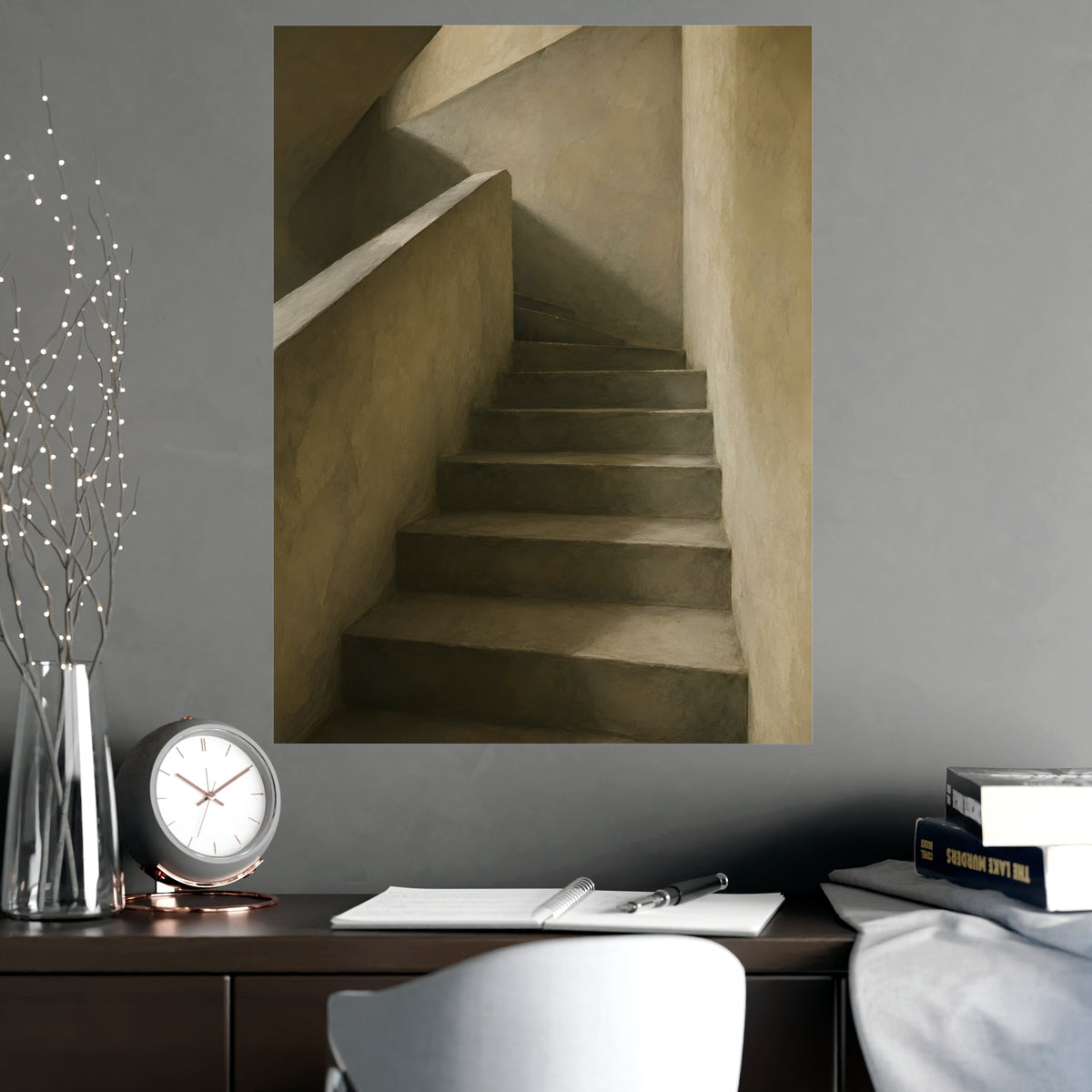 Concrete Stairwell — concrete stairwell, shown framed on a wall