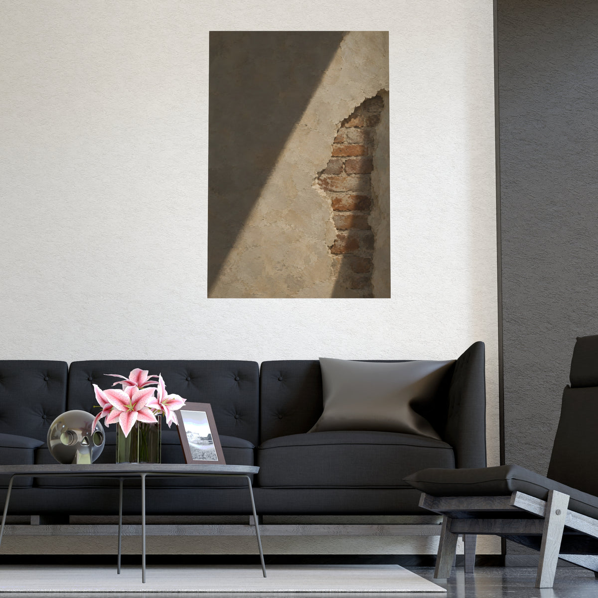 Where the Plaster Fell — where the plaster fell, shown framed on a wall