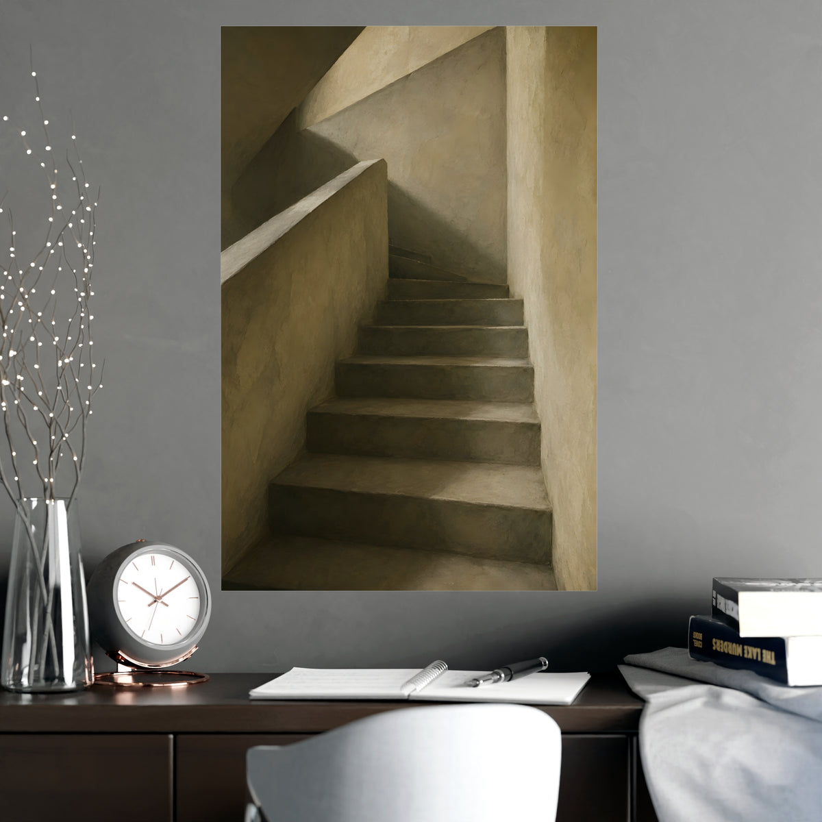 Concrete Stairwell — concrete stairwell, shown framed on a wall