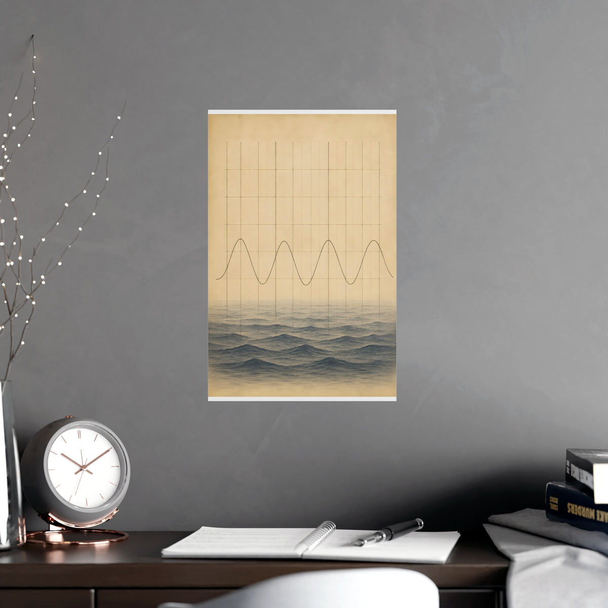 Tide Chart — tide chart, shown framed on a wall