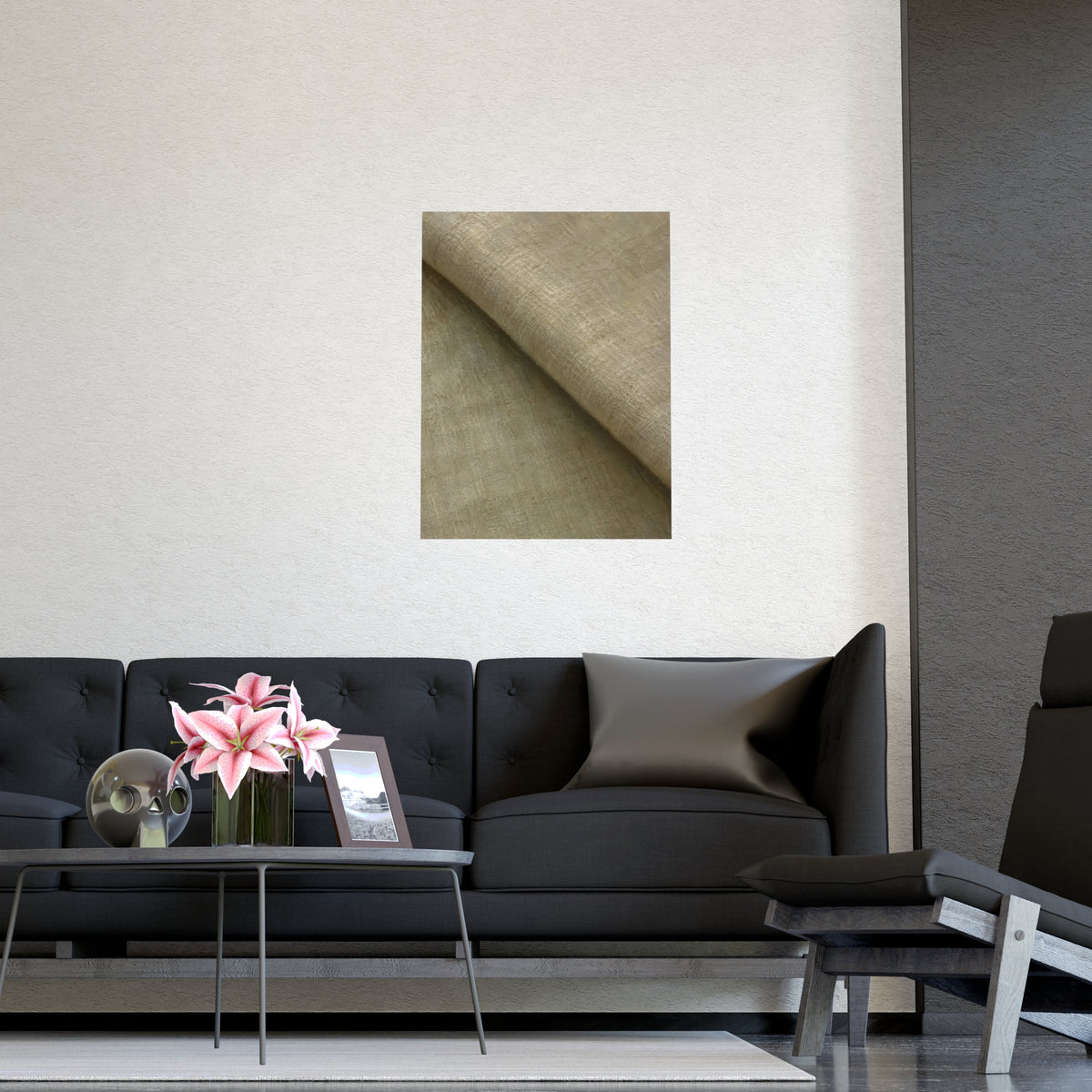Folded Linen — folded linen, shown framed on a wall
