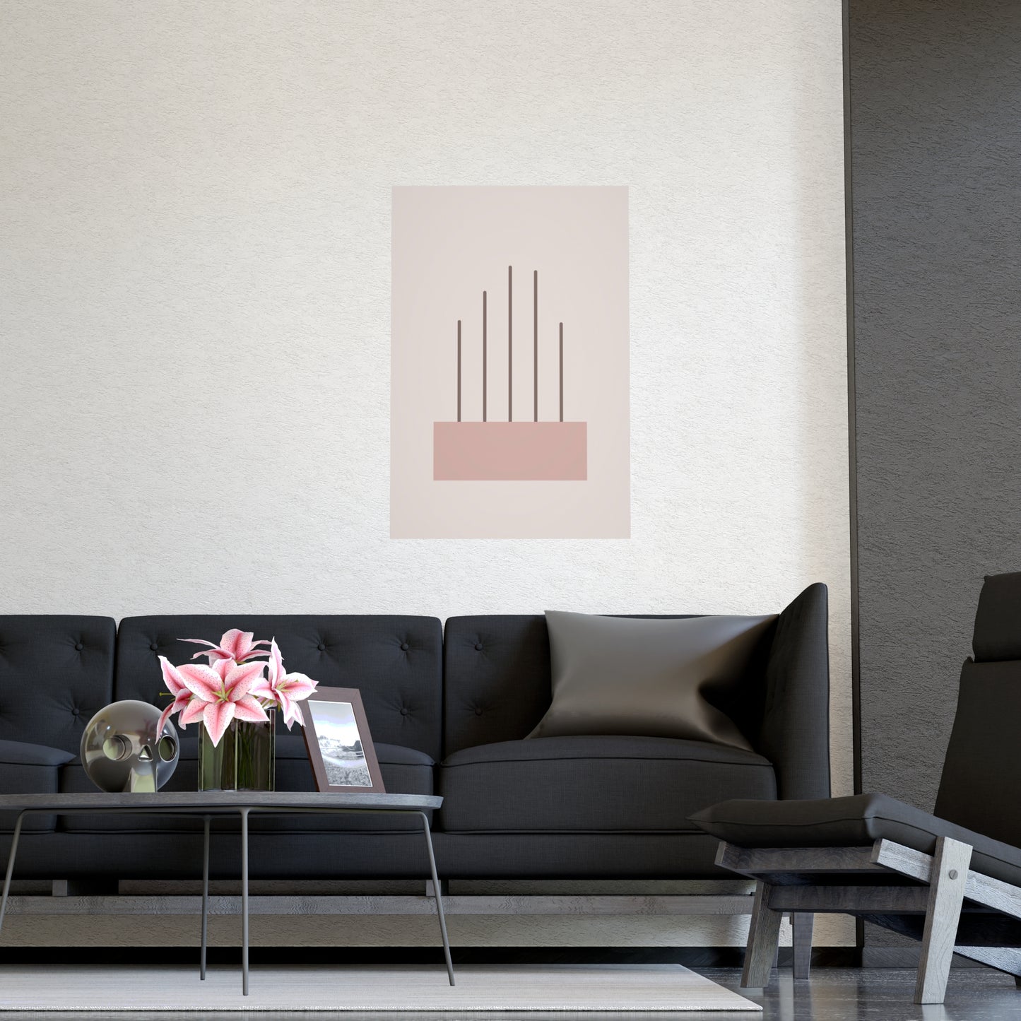 Dusty Rose Lines Wall Art | Bedroom Print