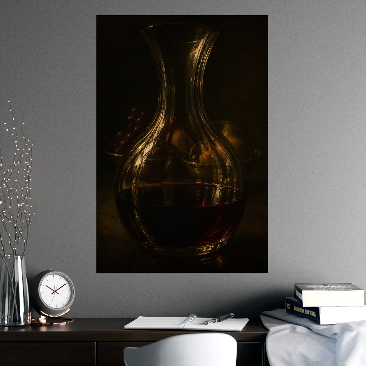 Through the Decanter — through the decanter, shown framed on a wall
