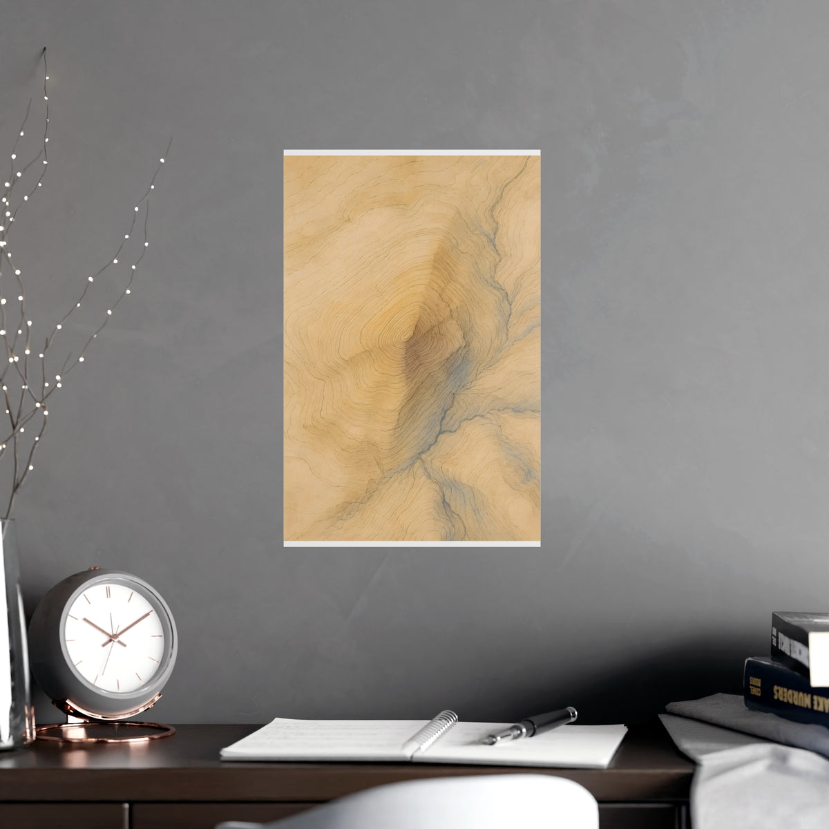 Contour Lines — contour lines, shown framed on a wall