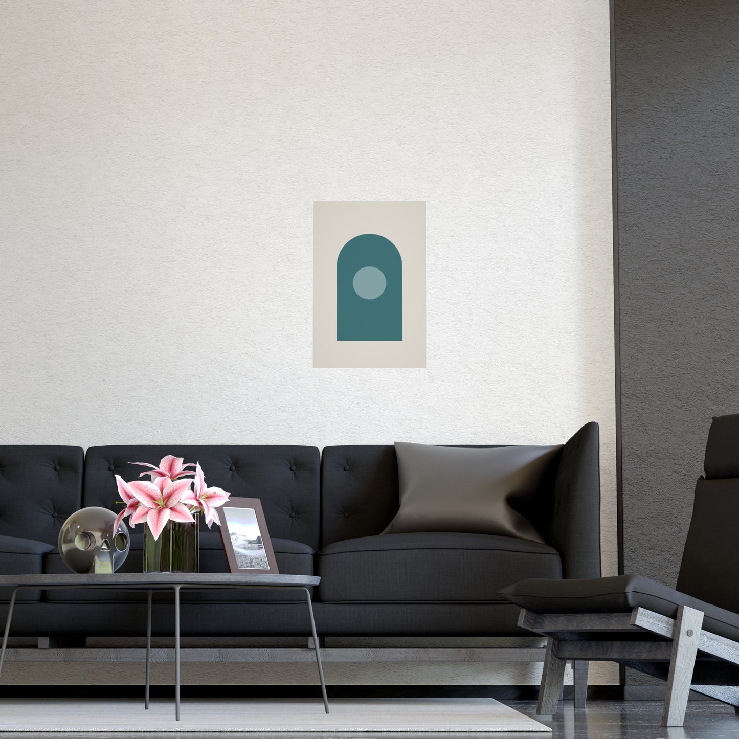 Deep Teal Arch Modern Wall Art | Living Room Print