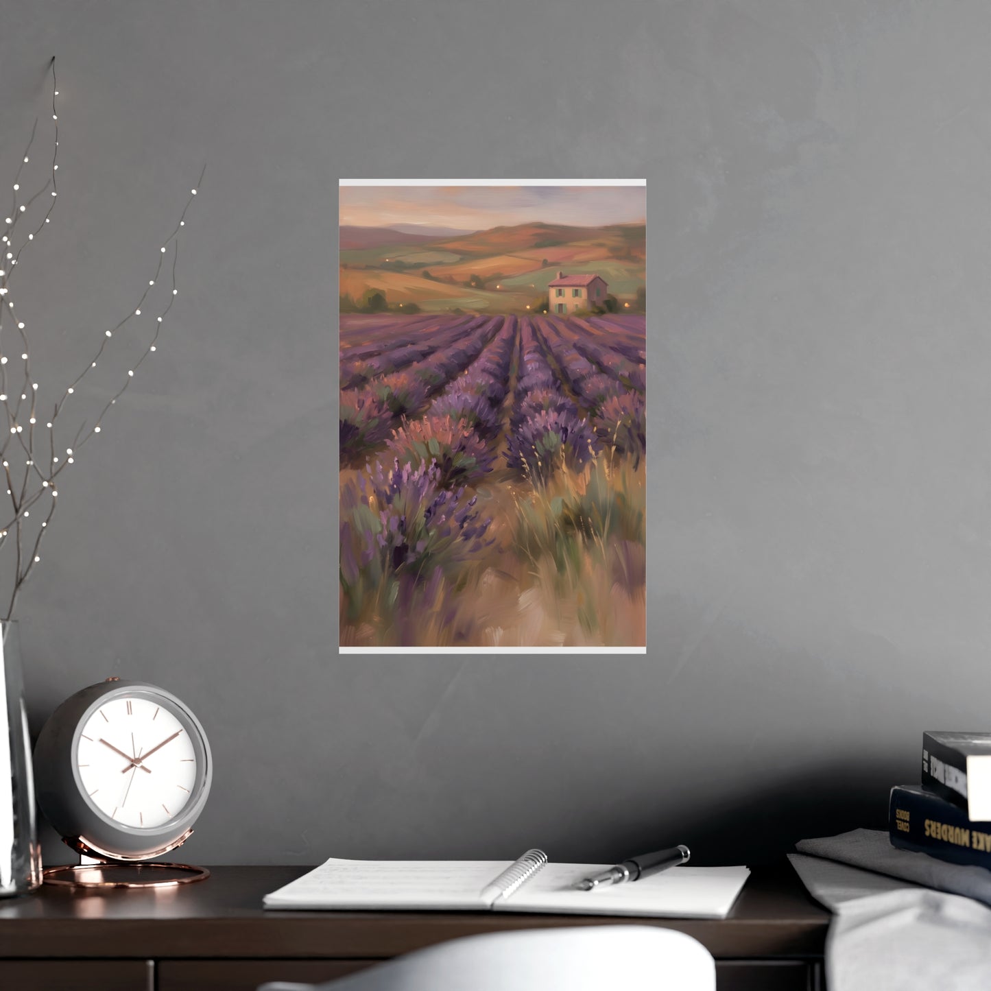 Lavendelfelder in der Dämmerung | Romantisches Wandbild | Kunstdruck
