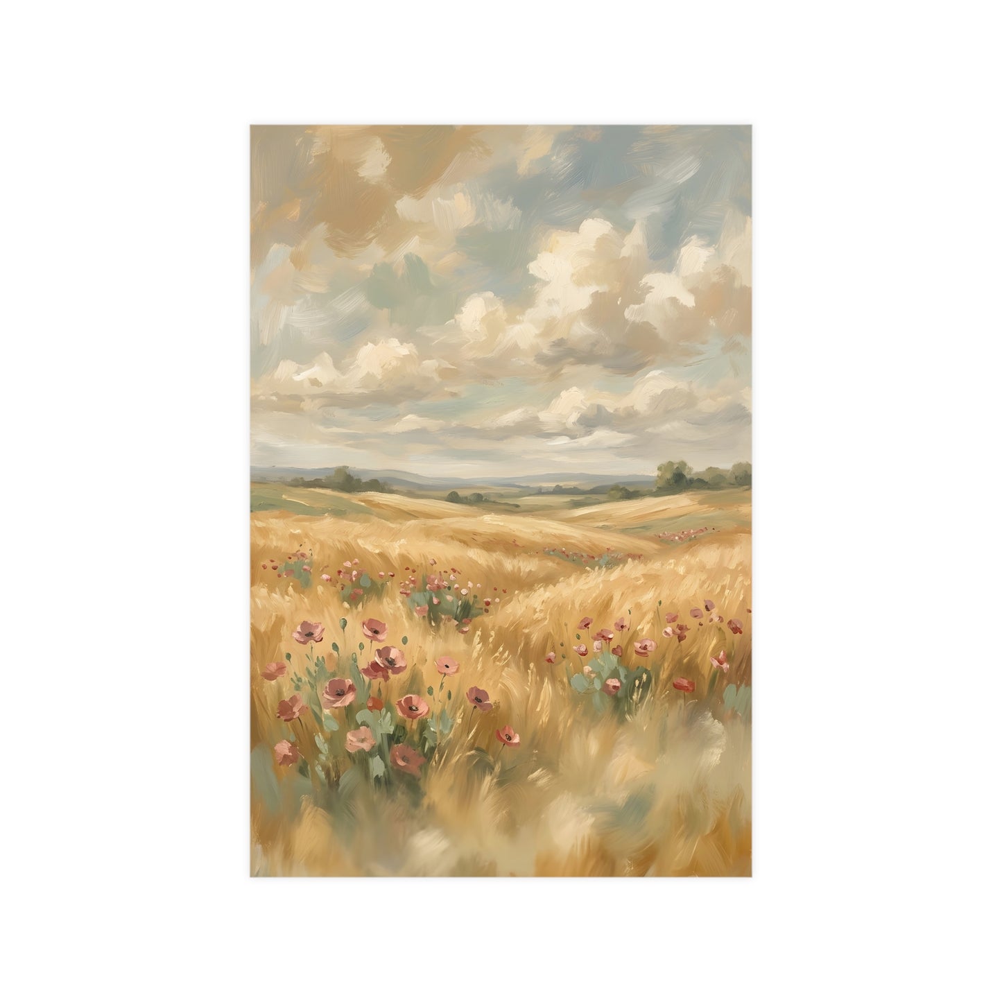 Coquelicots dans les blés | Affiche Murale Romantique | Peinture