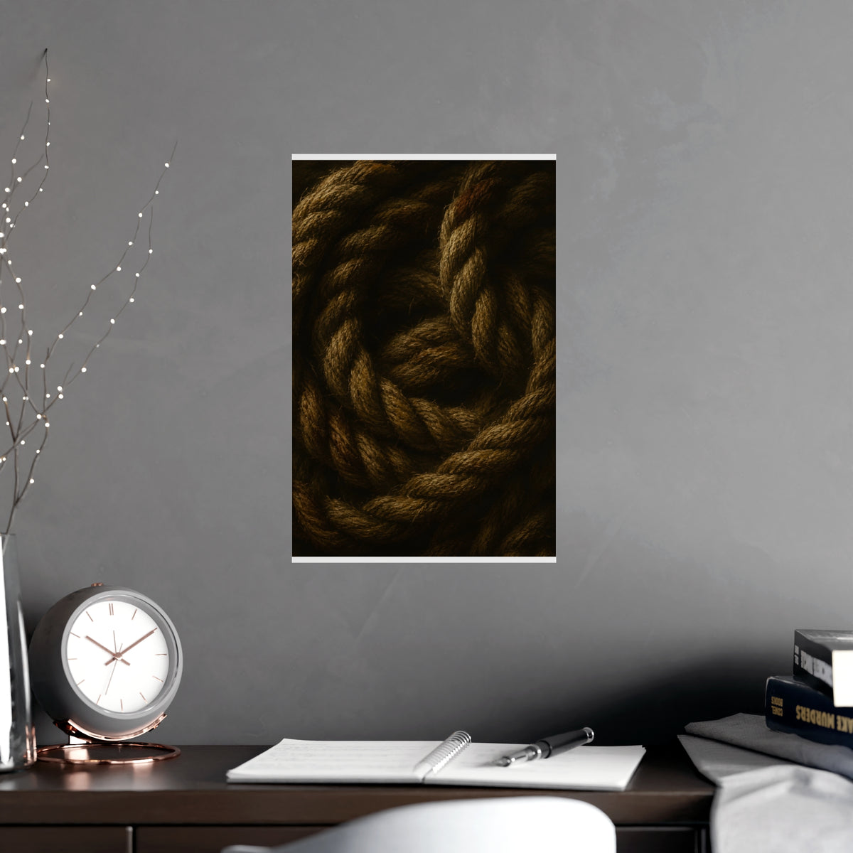 Coil of Rope — coil of rope, shown framed on a wall
