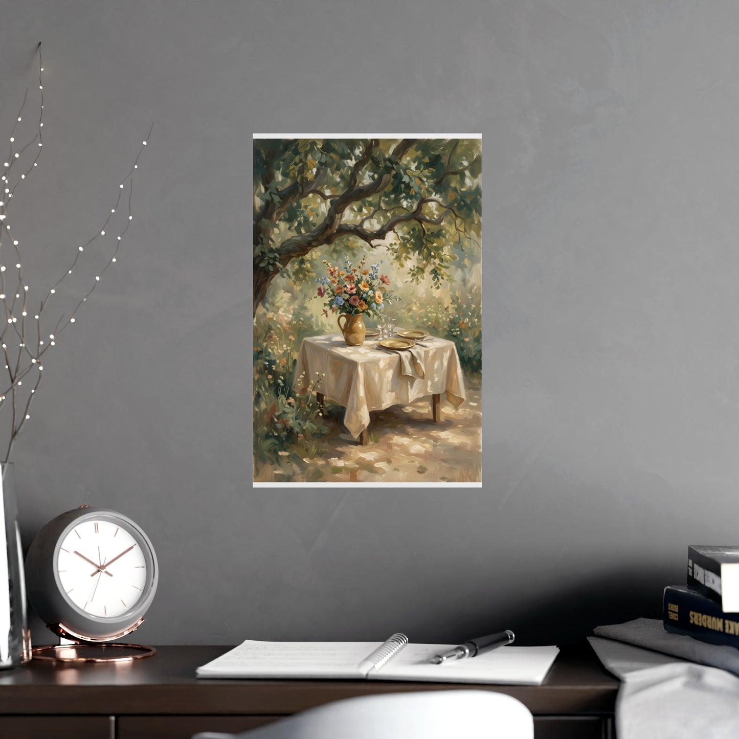 Table dressée sous l'arbre | Affiche Murale Romantique | Peinture