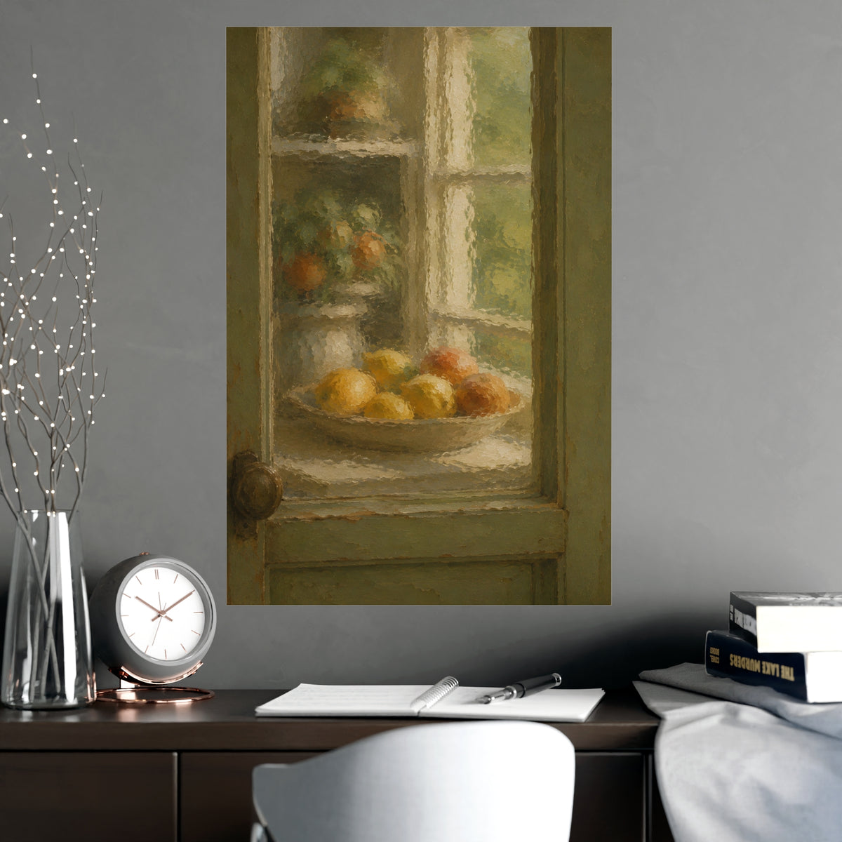 Through the Wavy Glass — through the wavy glass, shown framed on a wall