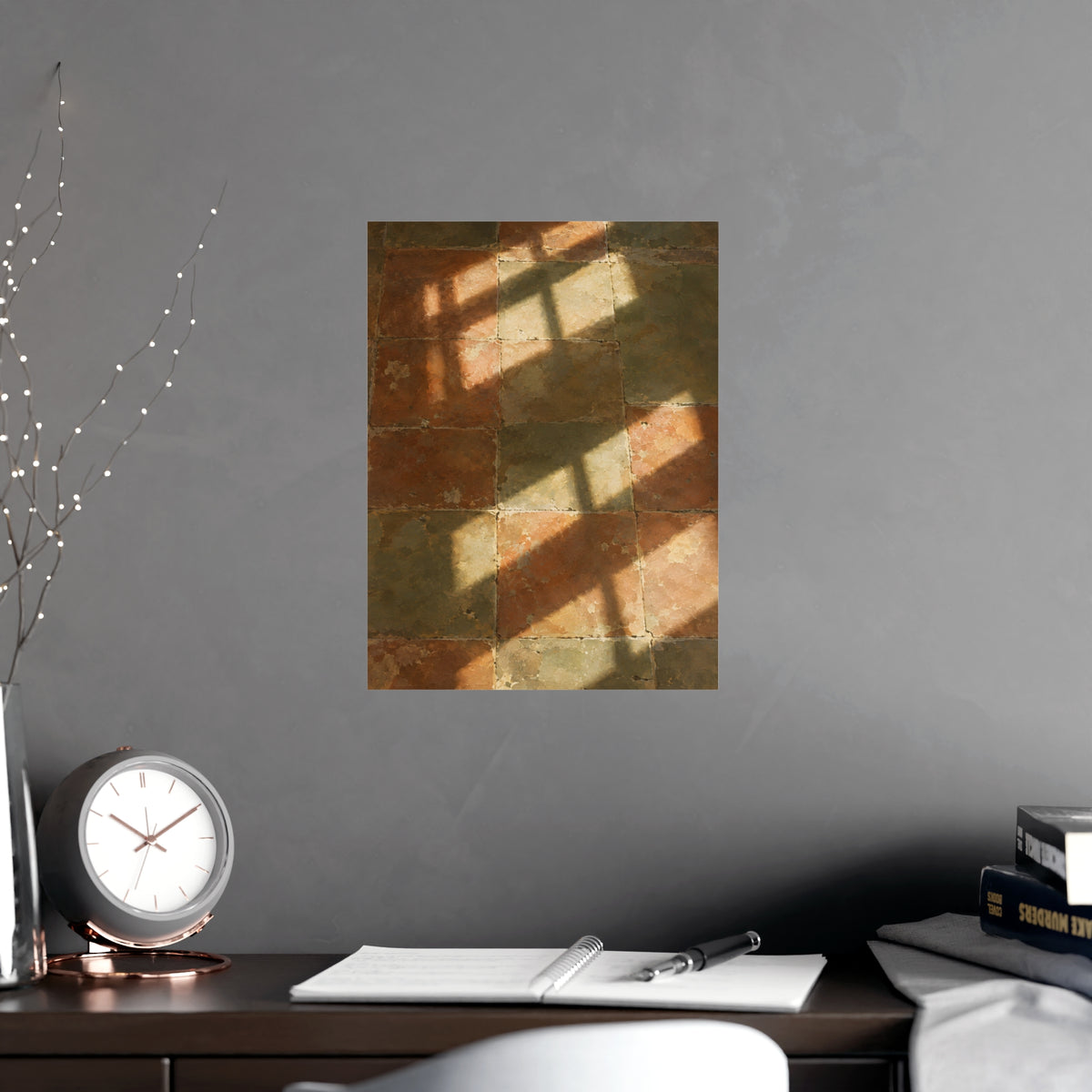 Light on the Tiles — light on the tiles, shown framed on a wall