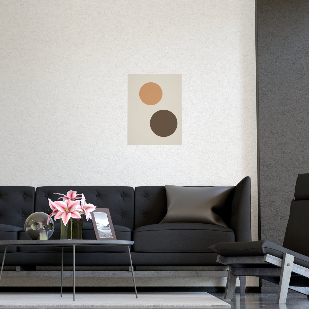 Warm Earth Circles Boho Wall Art — circles in a warm earth palette, shown framed on a wall